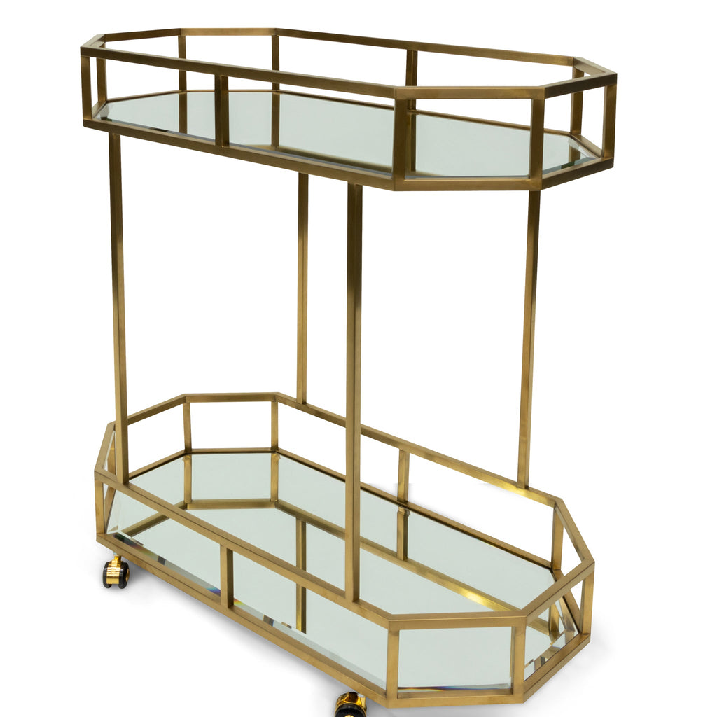 Amalfi Bar Cart - Mirror and Gold Base