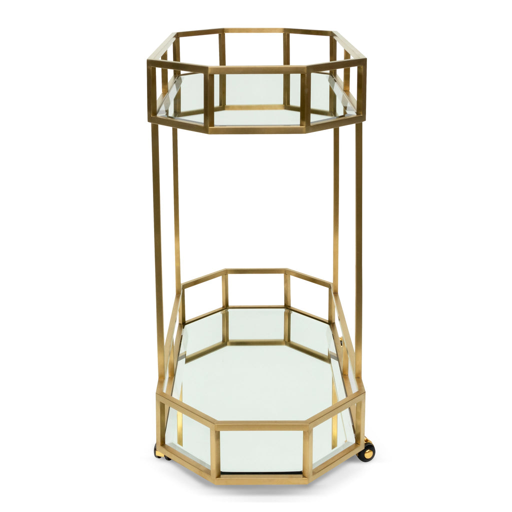 Amalfi Bar Cart - Mirror and Gold Base