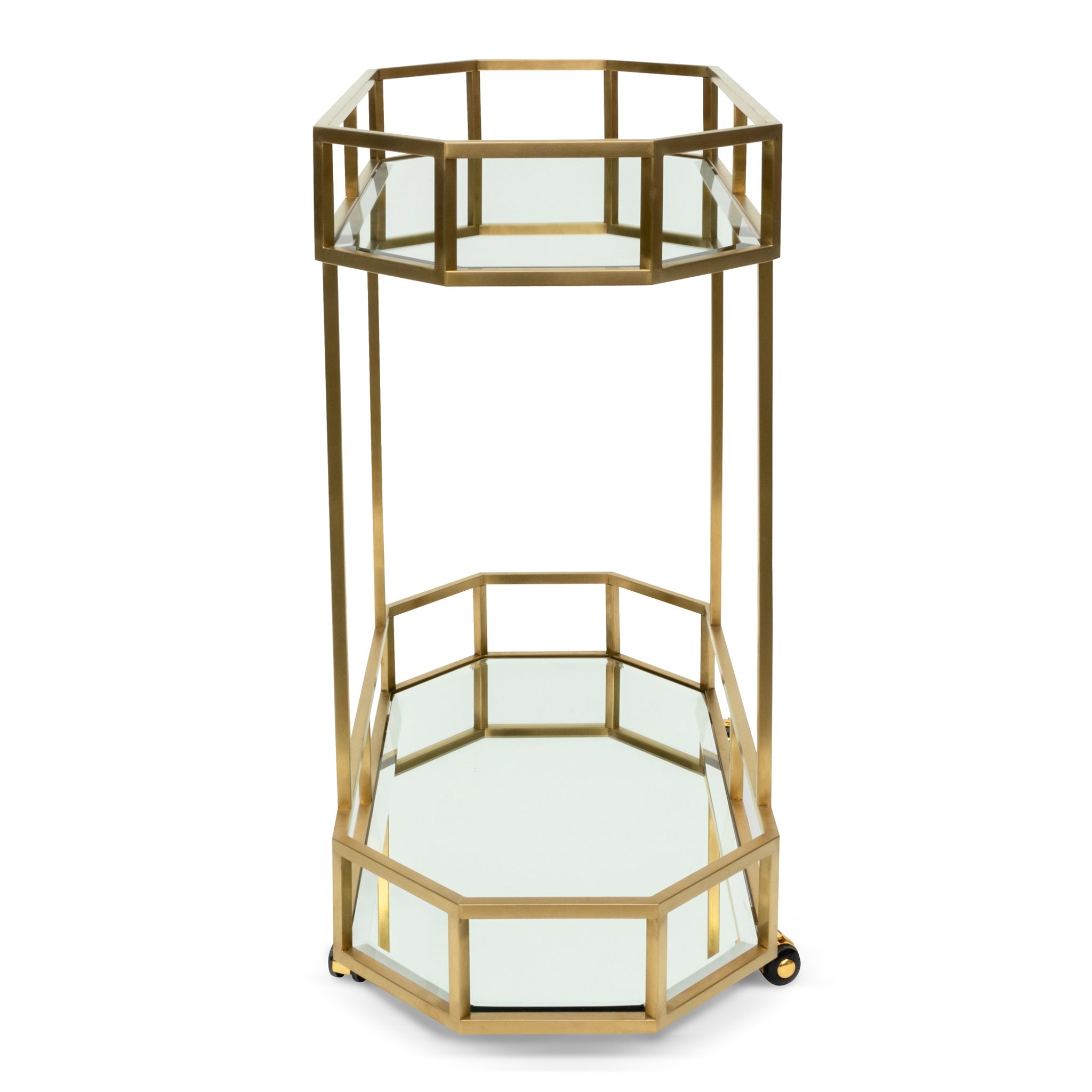 Amalfi Bar Cart - Mirror and Gold Base