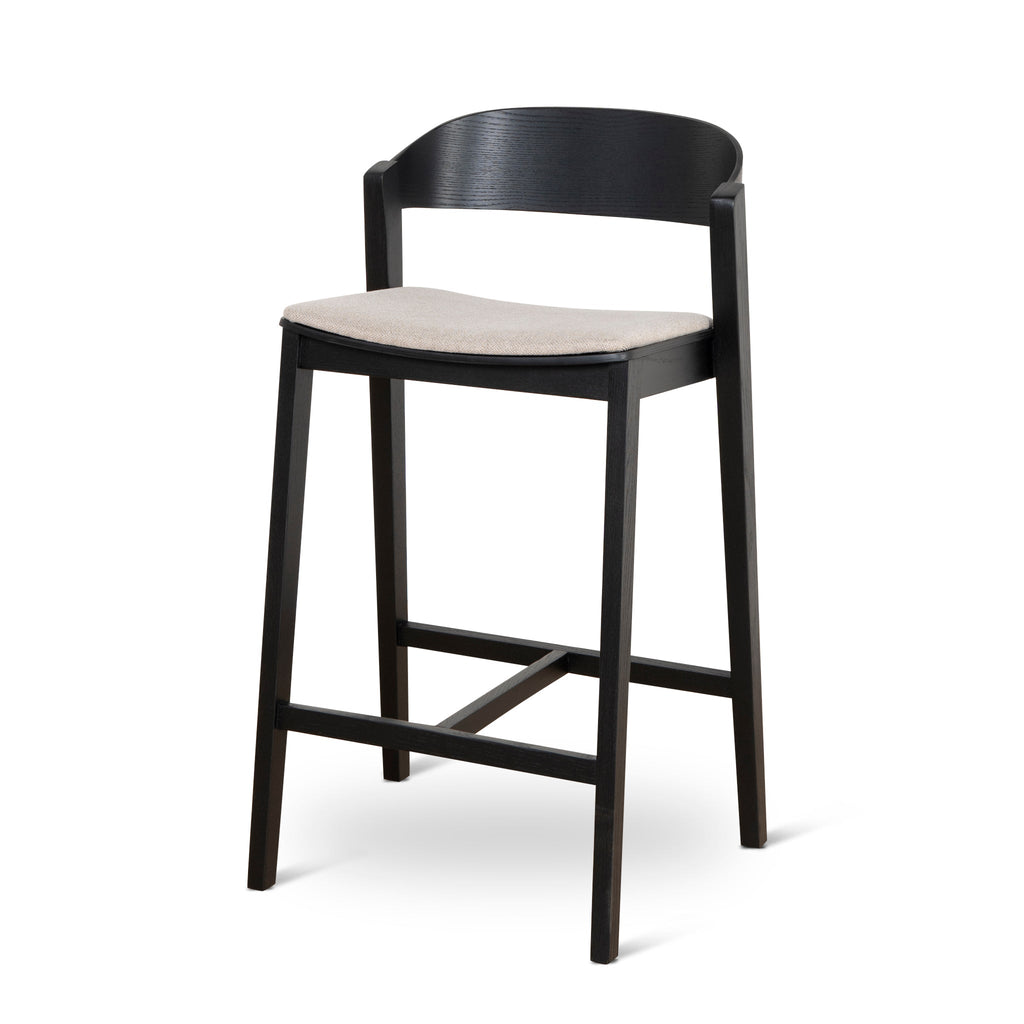 Black Amalfi Bar Stool - Grey Seat