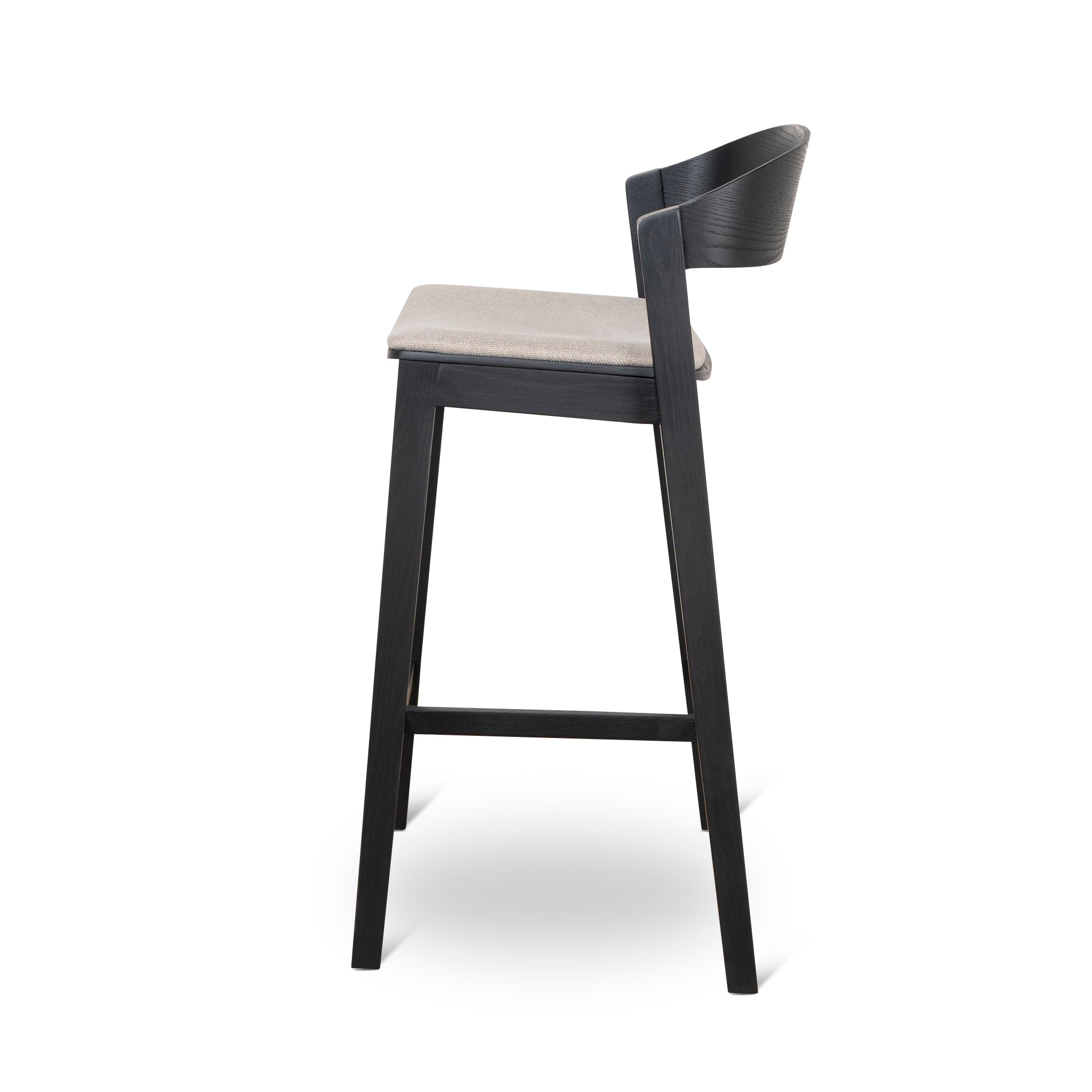 Black Amalfi Bar Stool - Grey Seat