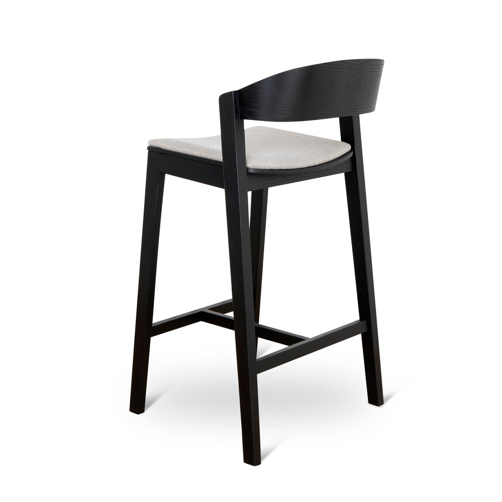 Black Amalfi Bar Stool - Grey Seat