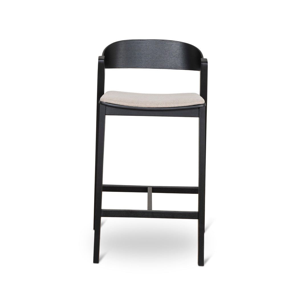 Black Amalfi Bar Stool - Grey Seat