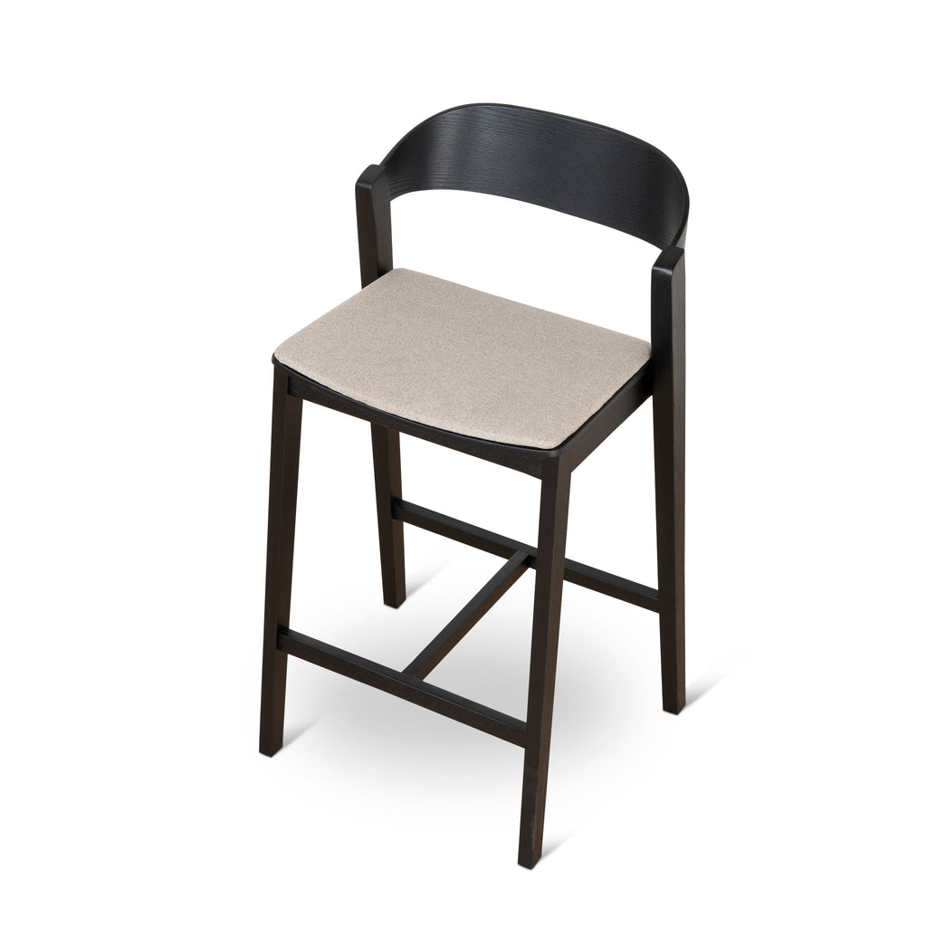 Black Amalfi Bar Stool - Grey Seat