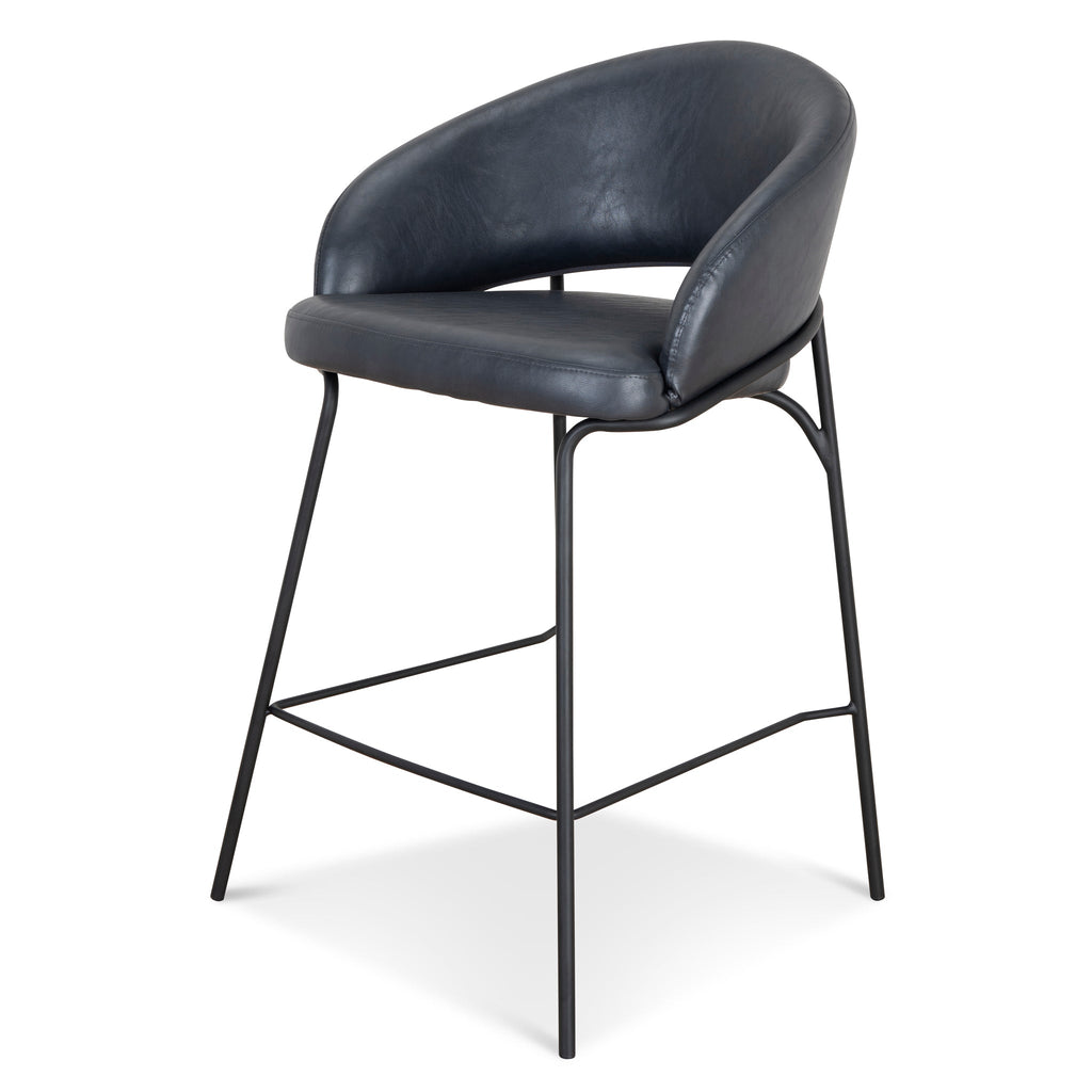 Fabric Amalfi Bar Stool - Full Black (Set of 2)