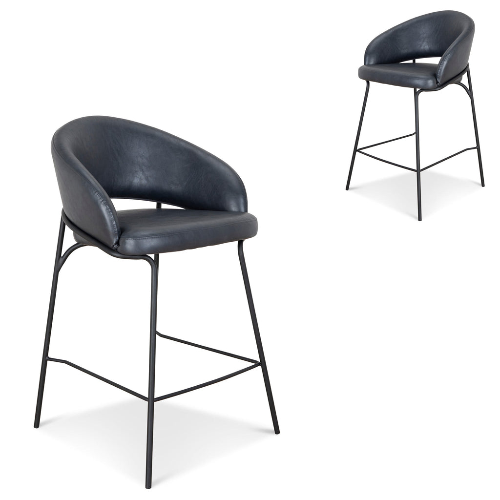 Fabric Amalfi Bar Stool - Full Black (Set of 2)