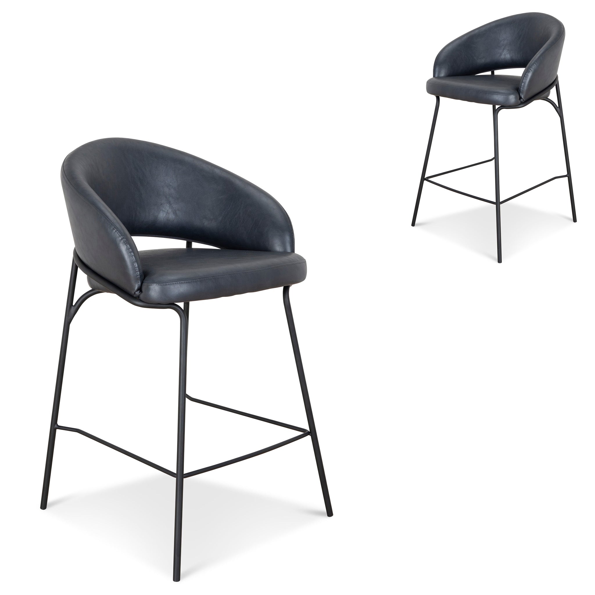 Fabric Amalfi Bar Stool - Full Black (Set of 2)