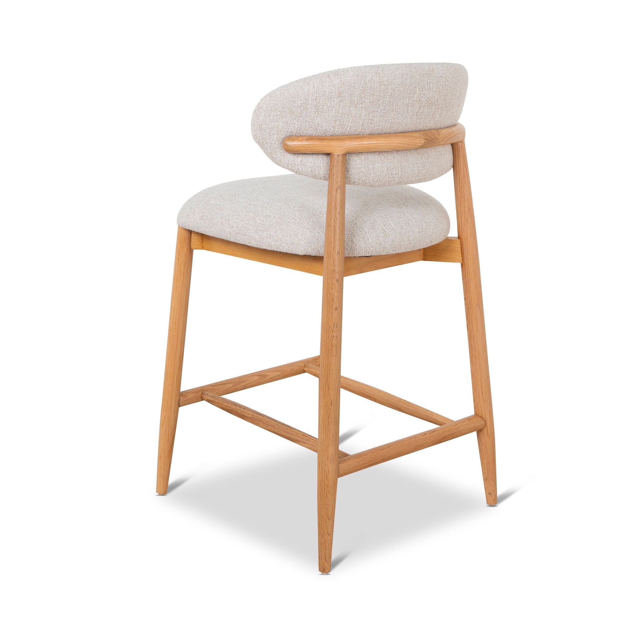 65cm Coastal Beige Amalfi Bar Stool - Natural Oak