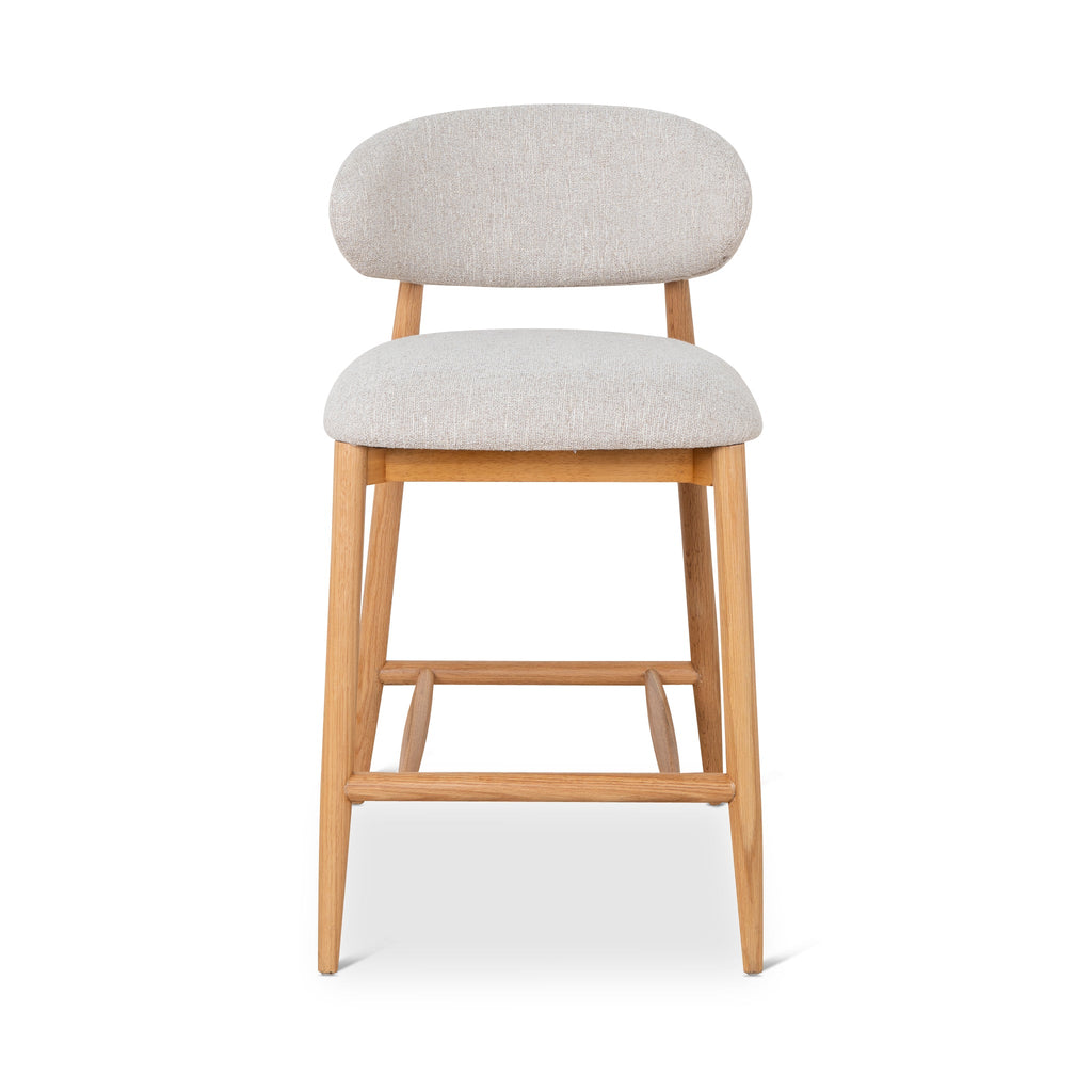 65cm Coastal Beige Amalfi Bar Stool - Natural Oak