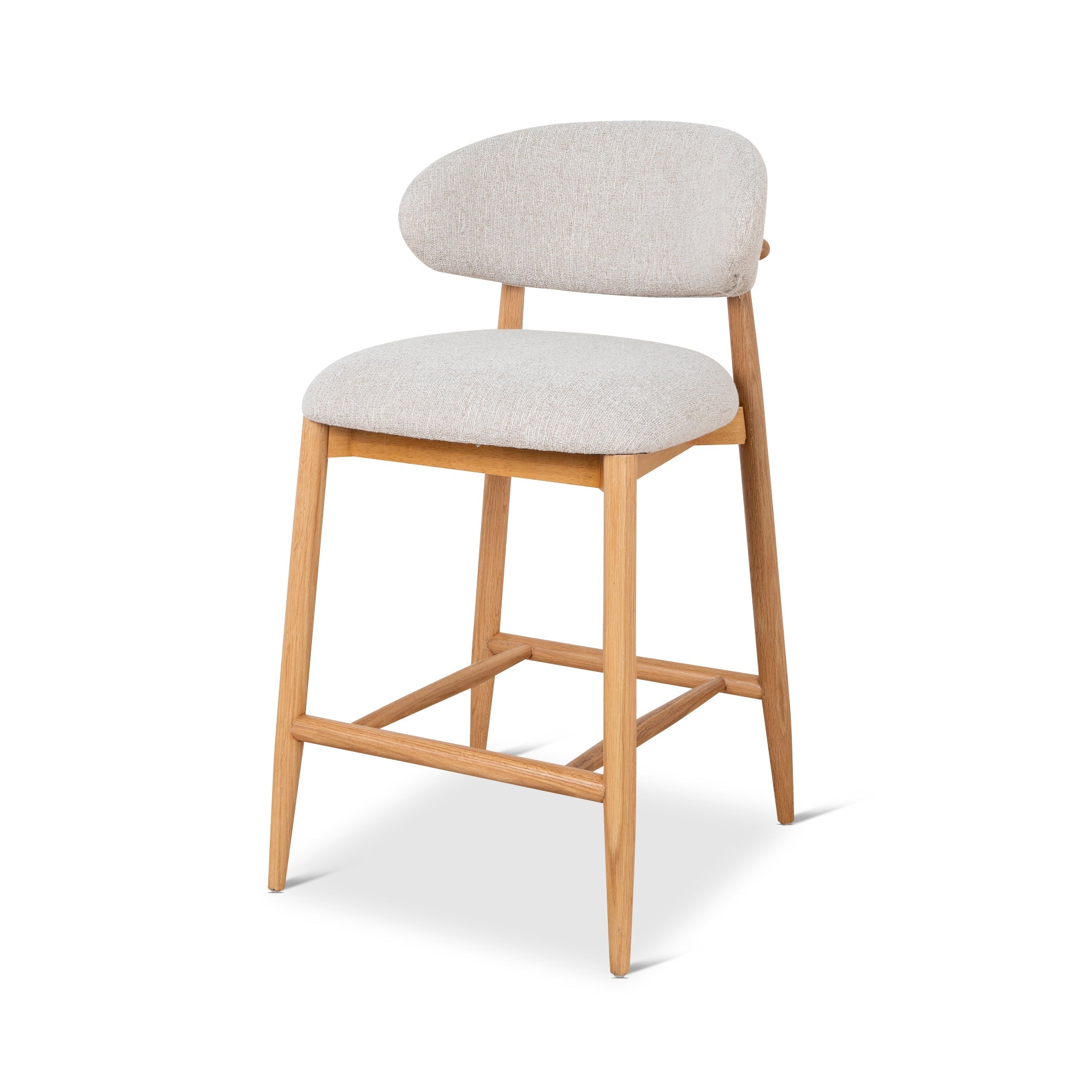 65cm Coastal Beige Amalfi Bar Stool - Natural Oak