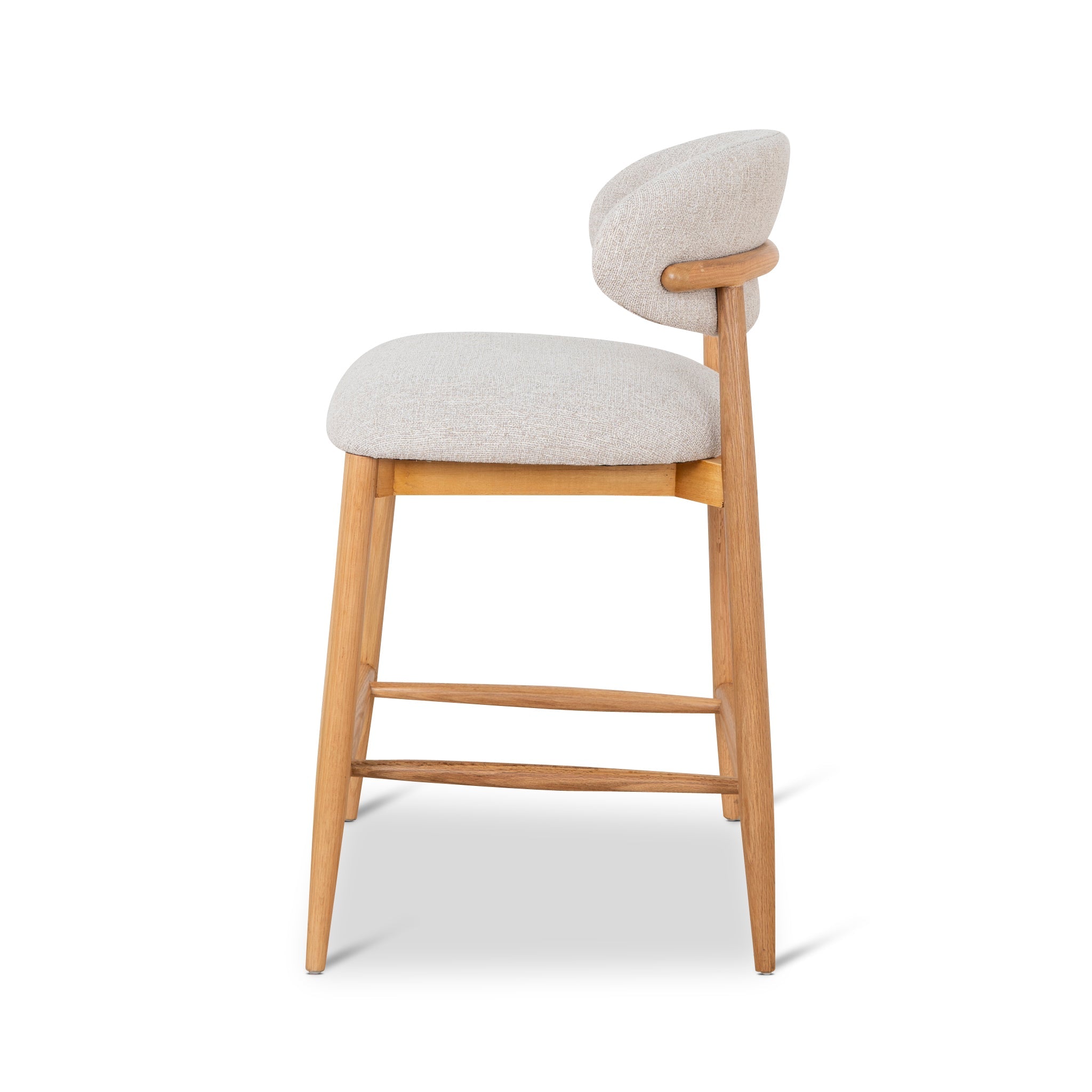 65cm Coastal Beige Amalfi Bar Stool - Natural Oak