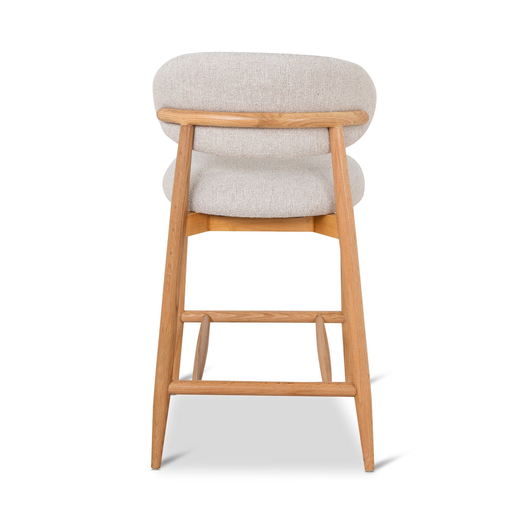 65cm Coastal Beige Amalfi Bar Stool - Natural Oak