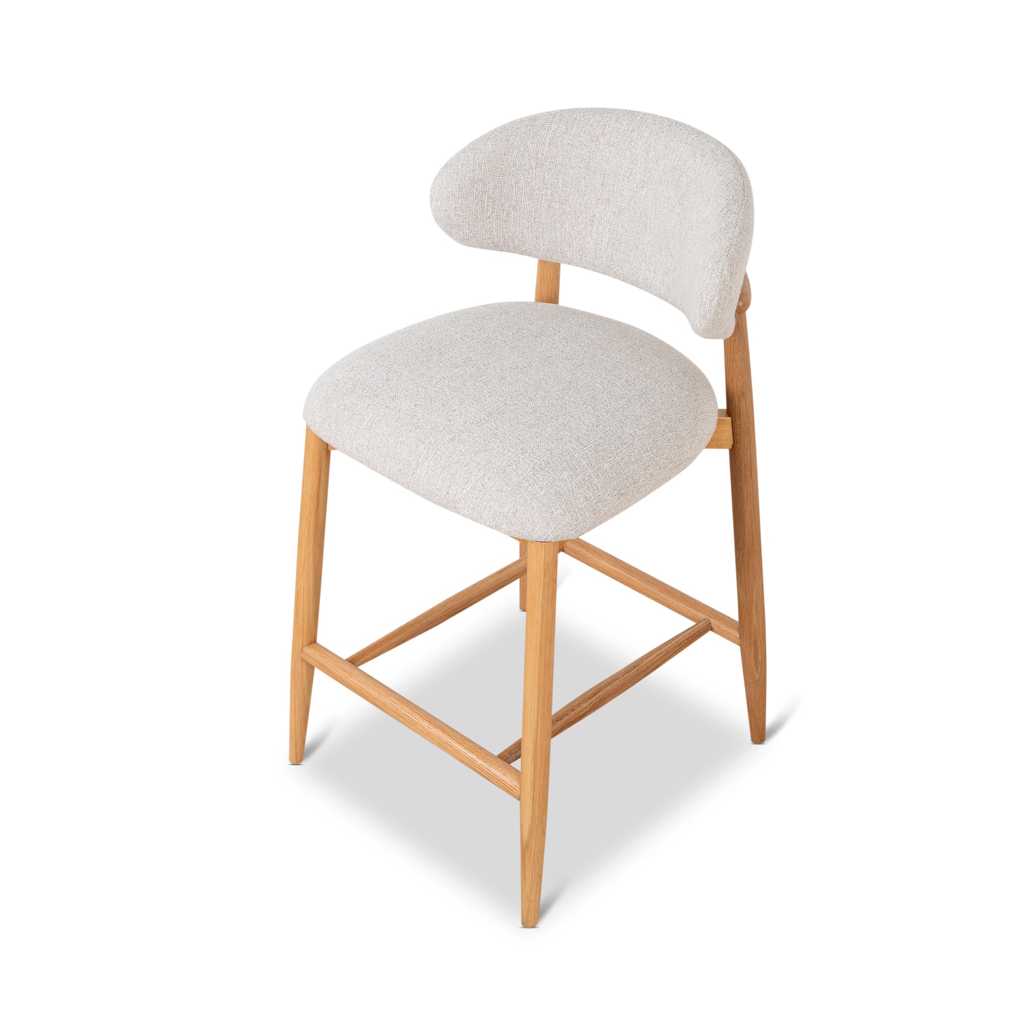 65cm Coastal Beige Amalfi Bar Stool - Natural Oak