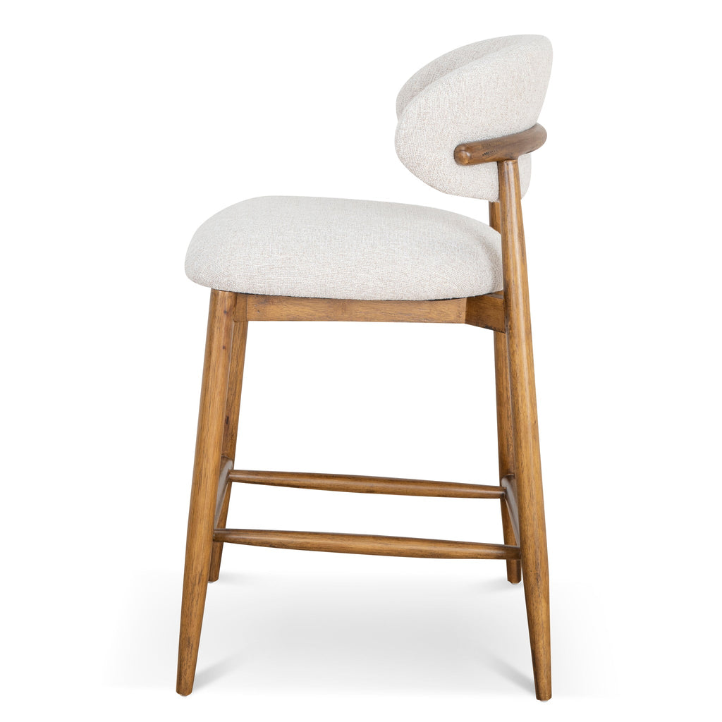 65cm Coastal Beige Amalfi Bar Stool - Walnut