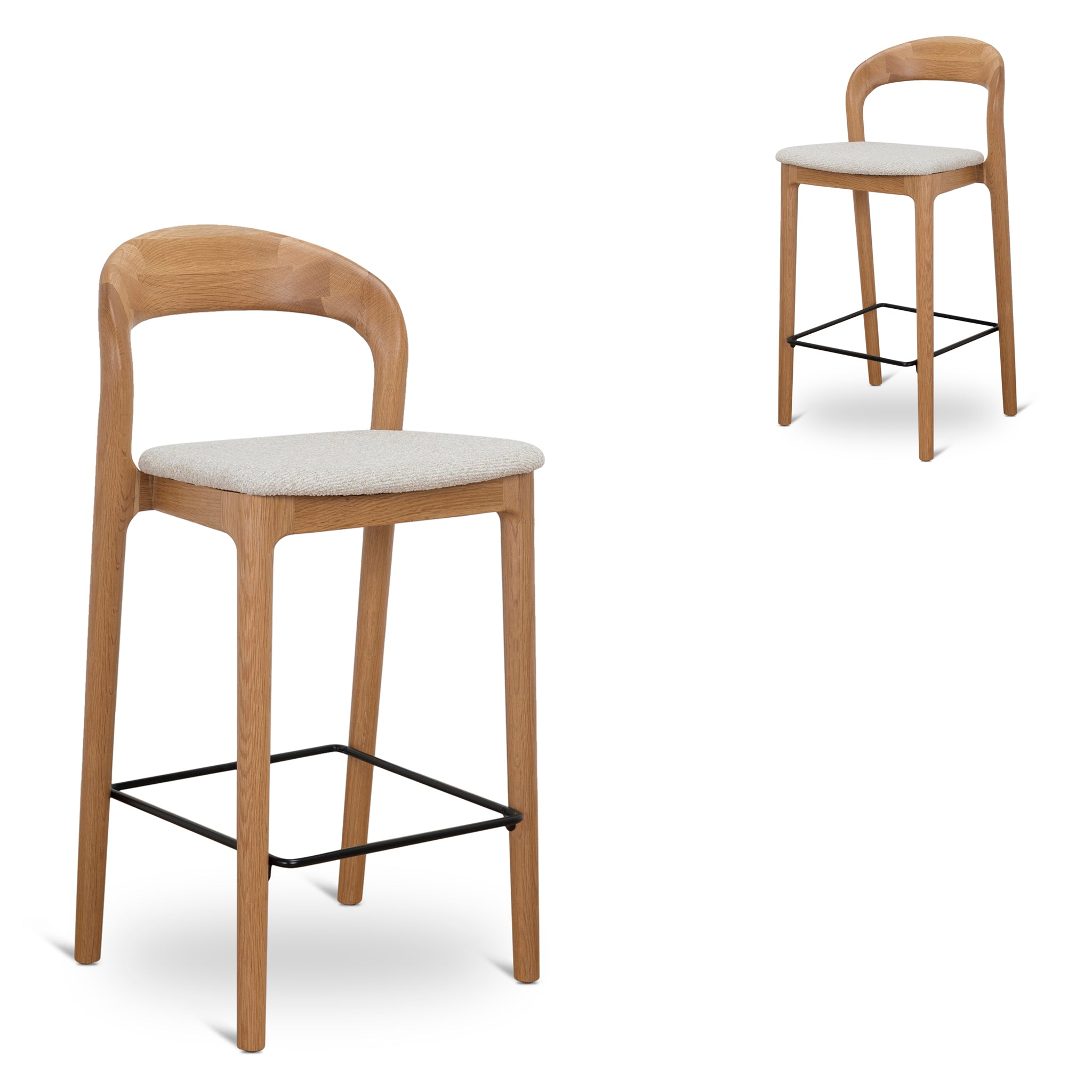 65cm Natural Amalfi Bar Stool - Beige (Set of 2)