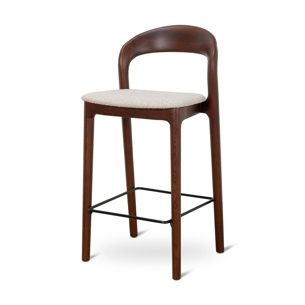 65cm Dark Brown Amalfi Bar Stool - Beige (Set of 2)