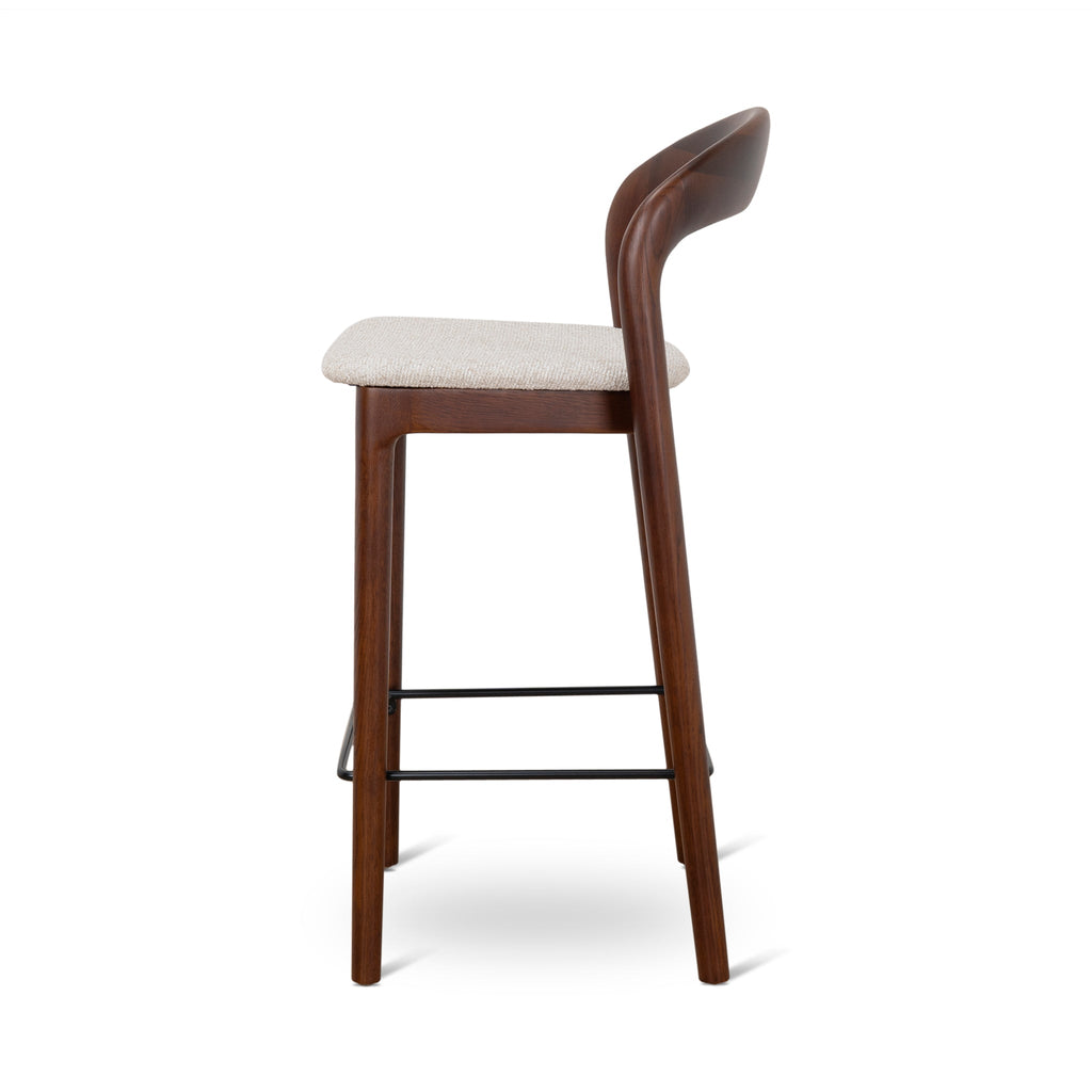 65cm Dark Brown Amalfi Bar Stool - Beige (Set of 2)