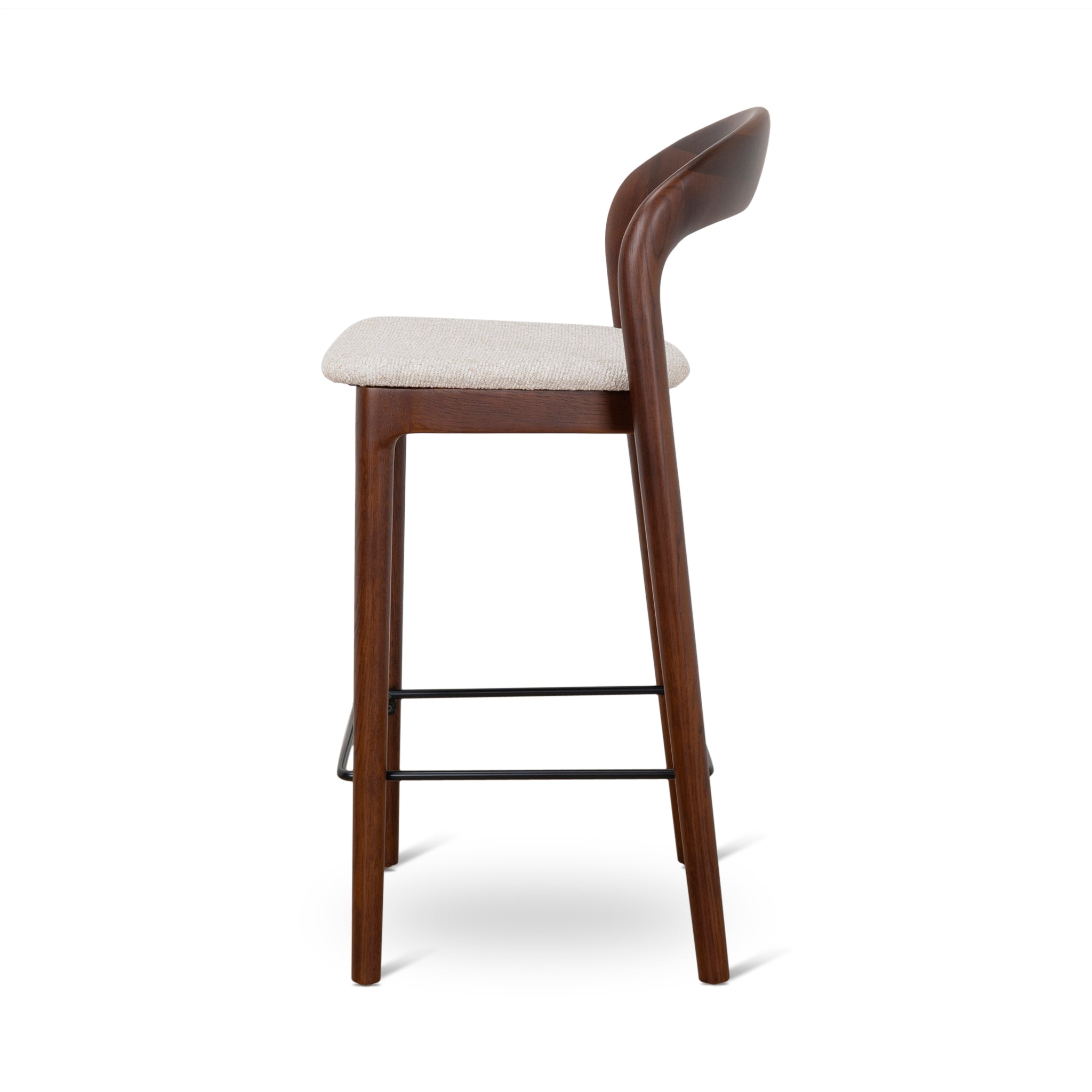 65cm Dark Brown Amalfi Bar Stool - Beige (Set of 2)