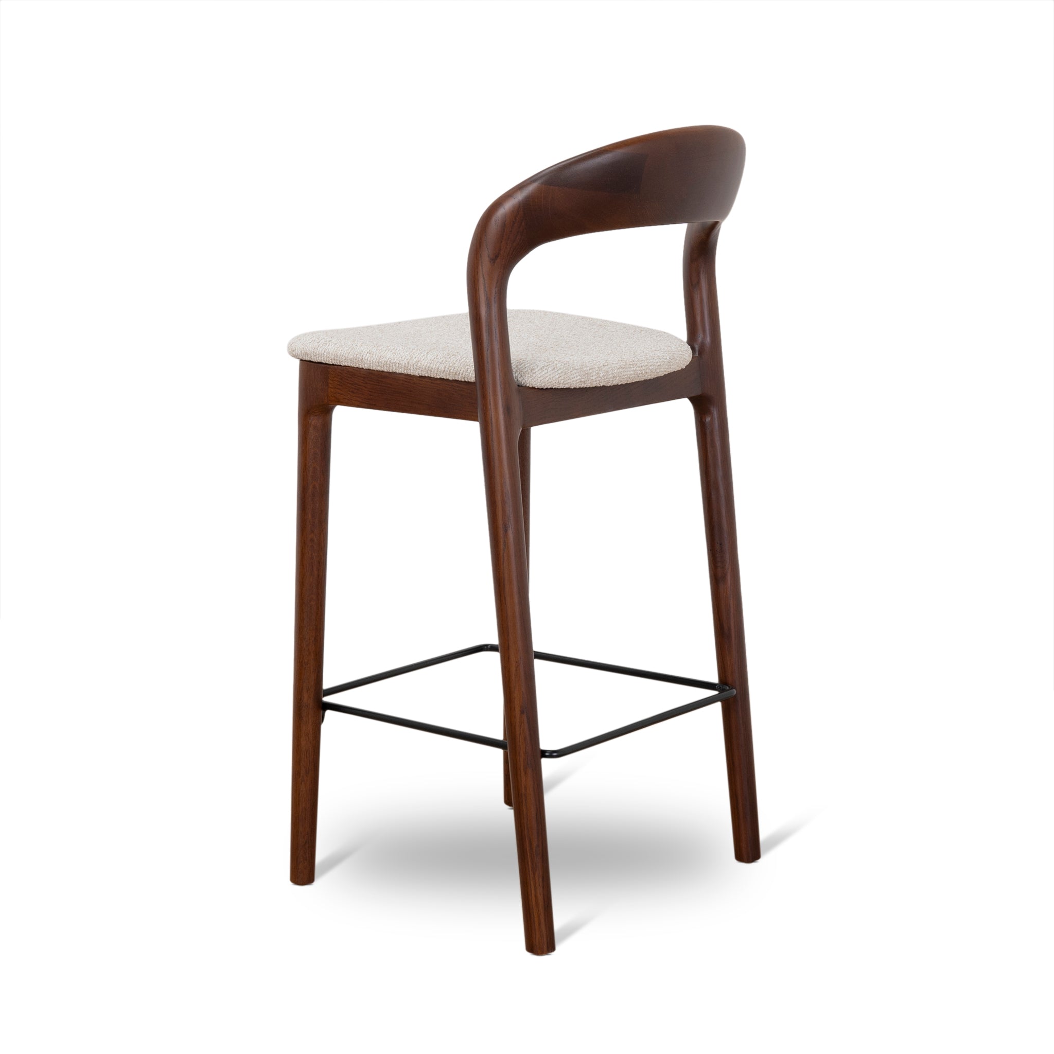 65cm Dark Brown Amalfi Bar Stool - Beige (Set of 2)