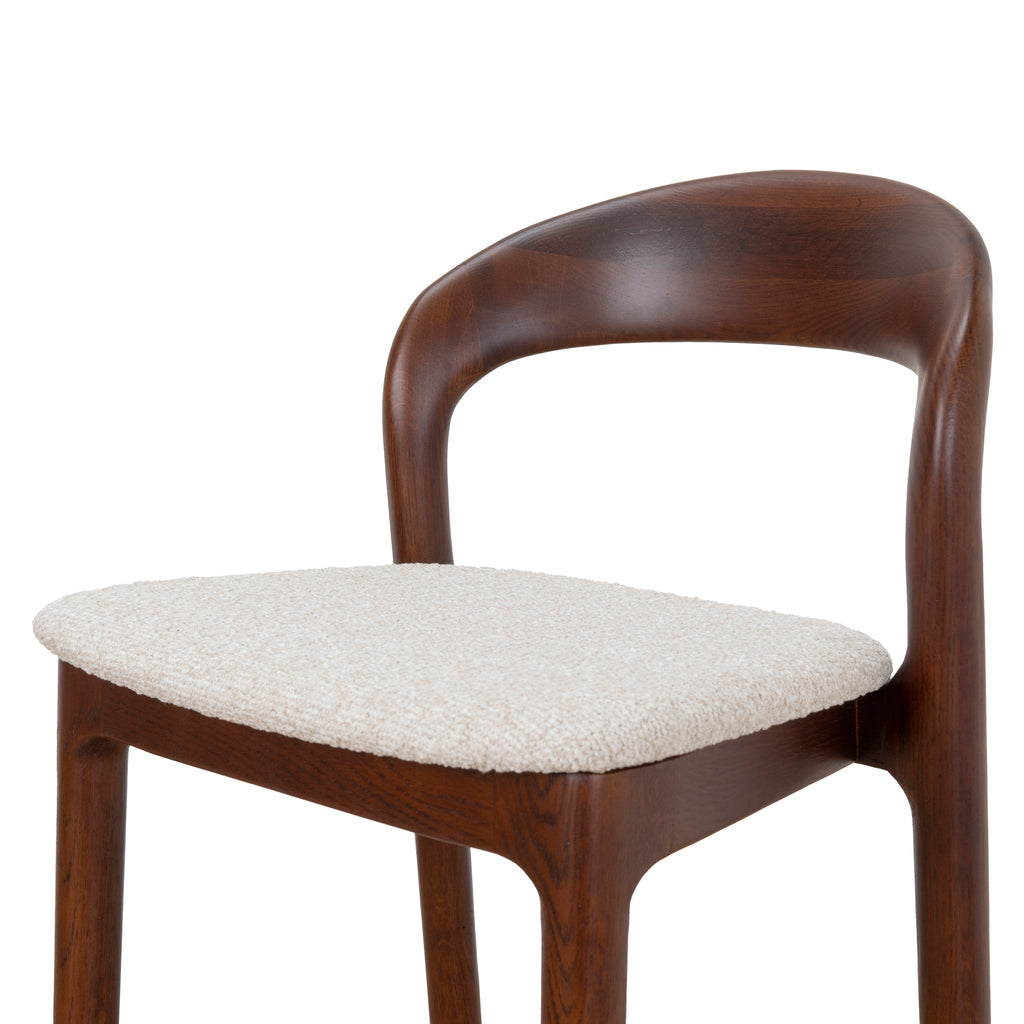 65cm Dark Brown Amalfi Bar Stool - Beige (Set of 2)