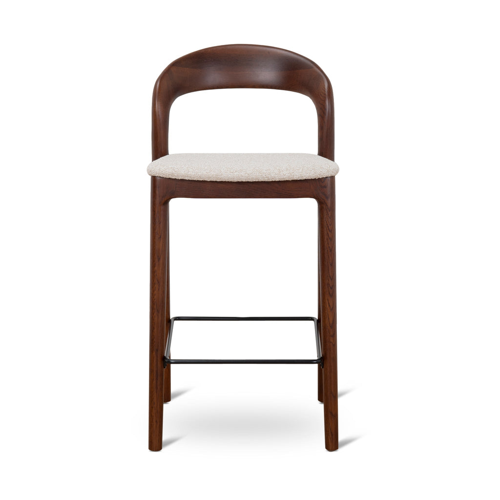 65cm Dark Brown Amalfi Bar Stool - Beige (Set of 2)