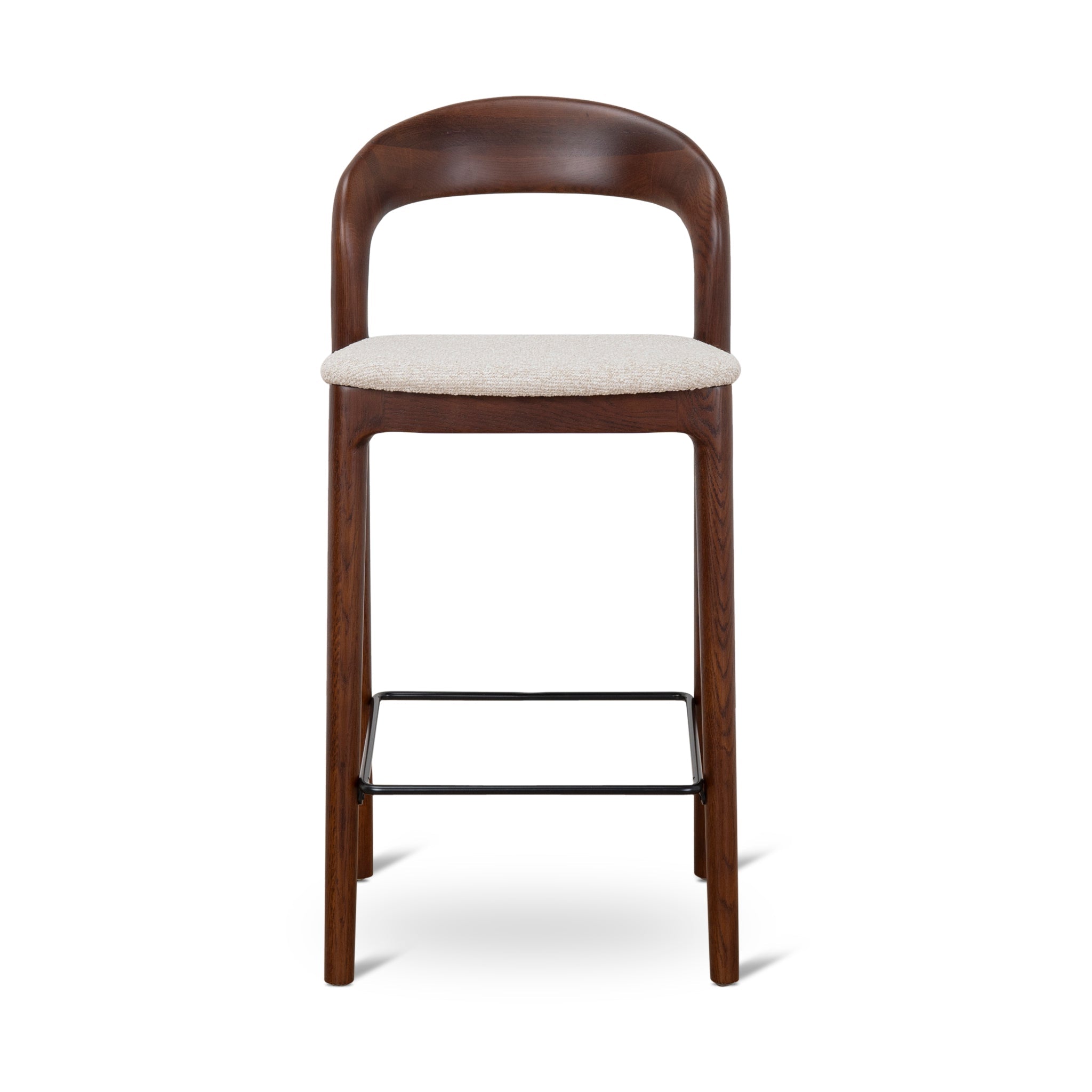 65cm Dark Brown Amalfi Bar Stool - Beige (Set of 2)