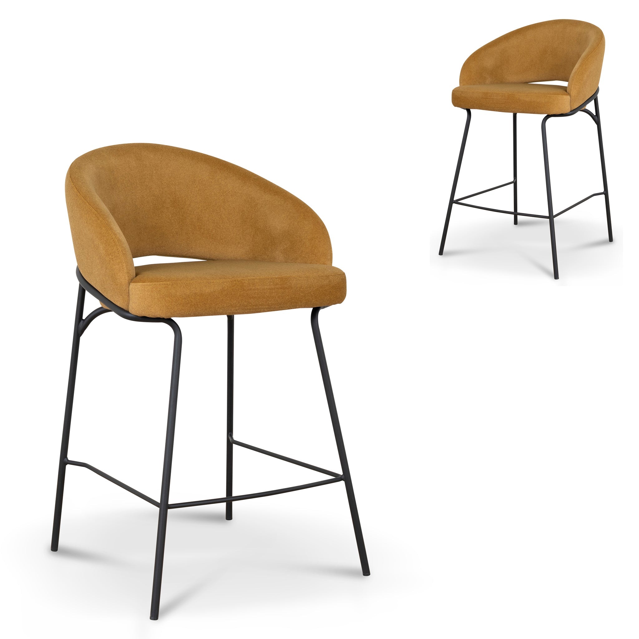 Black Amalfi Bar Stool - Orange Gold Seat (Set of 2)