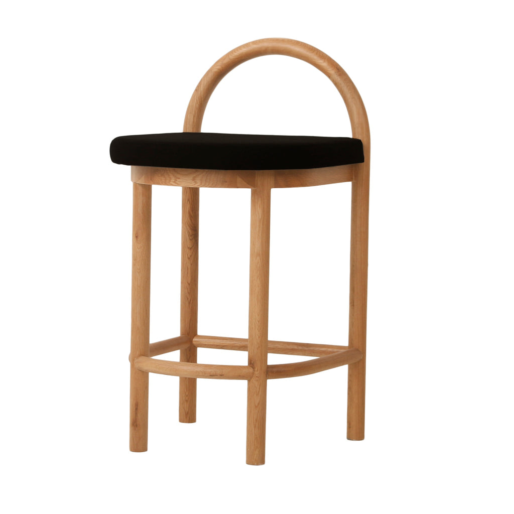 66cm Natural Amalfi Bar Stool - Black Seat