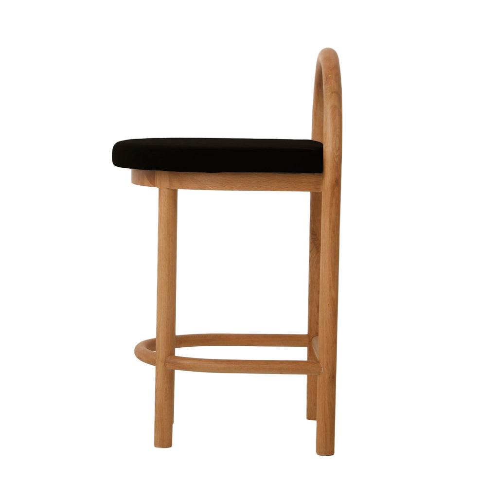 66cm Natural Amalfi Bar Stool - Black Seat