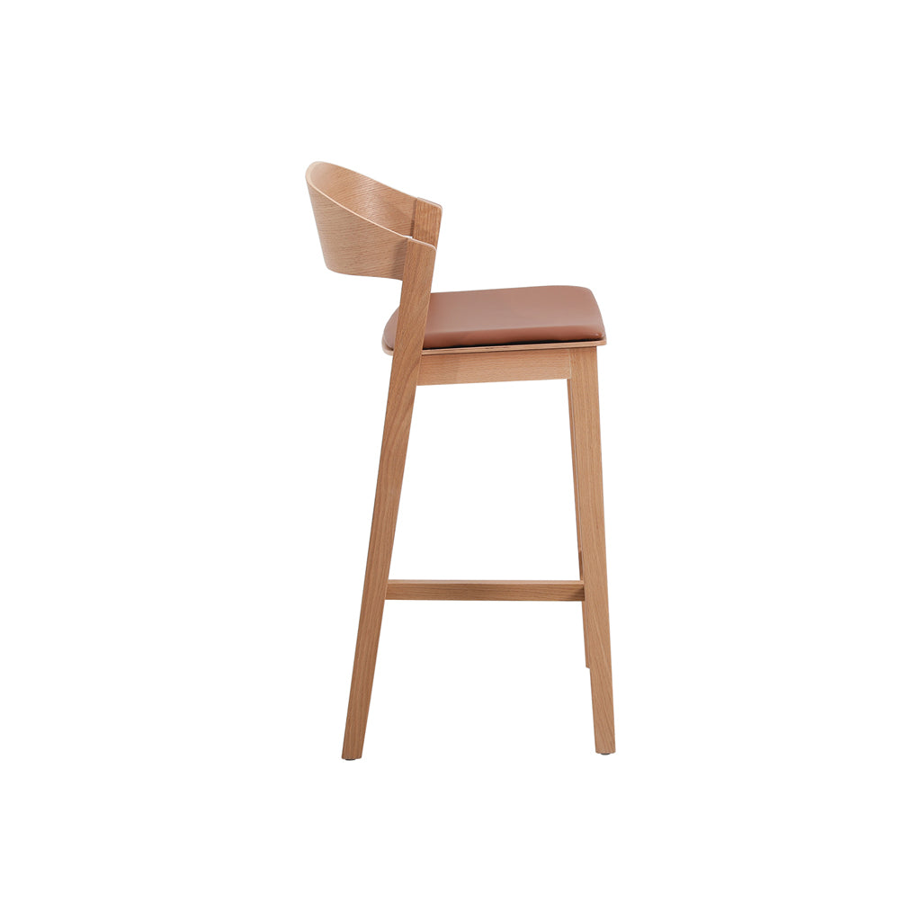 Natural Amalfi Bar Stool - Brown Seat