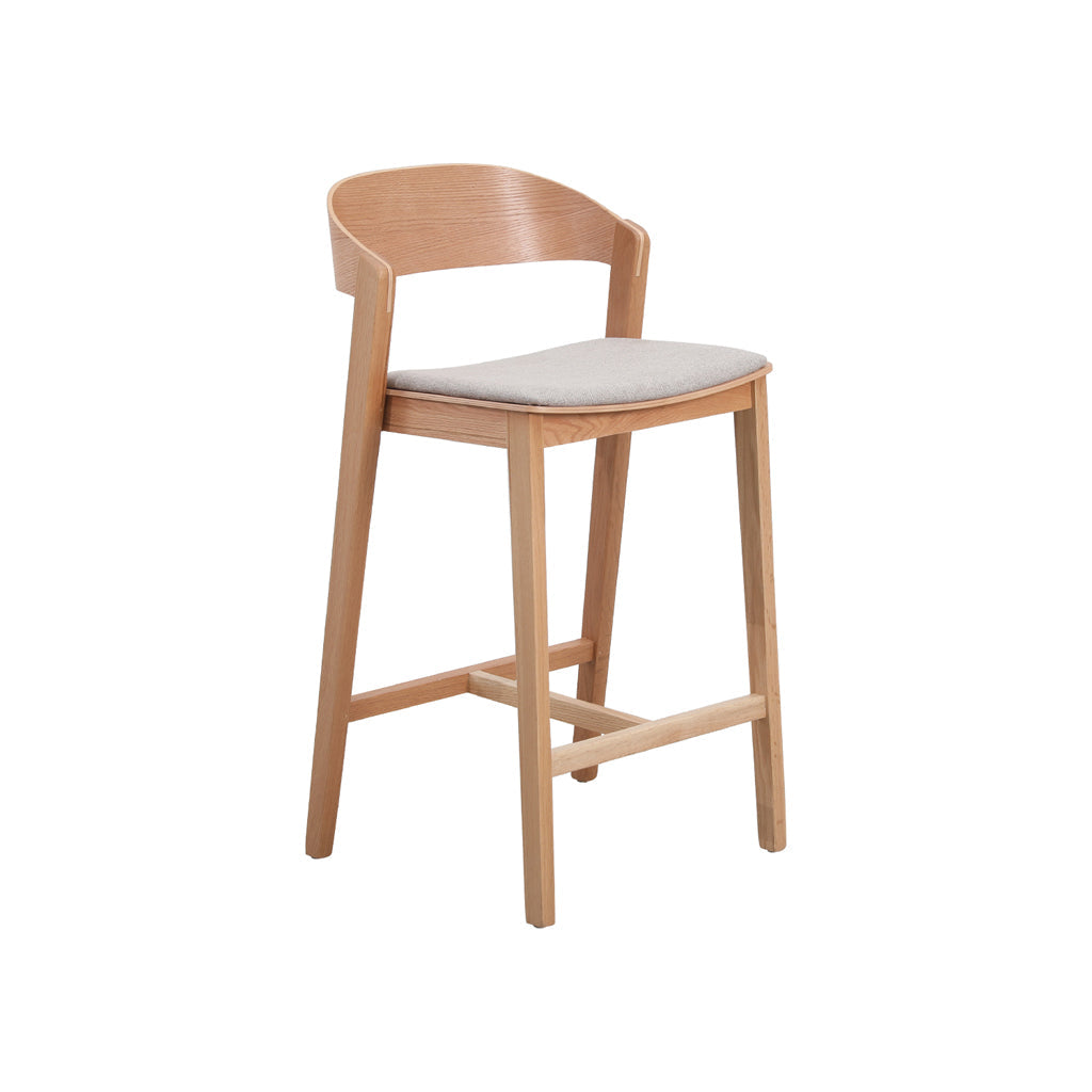 Natural Amalfi Bar Stool - Grey Seat