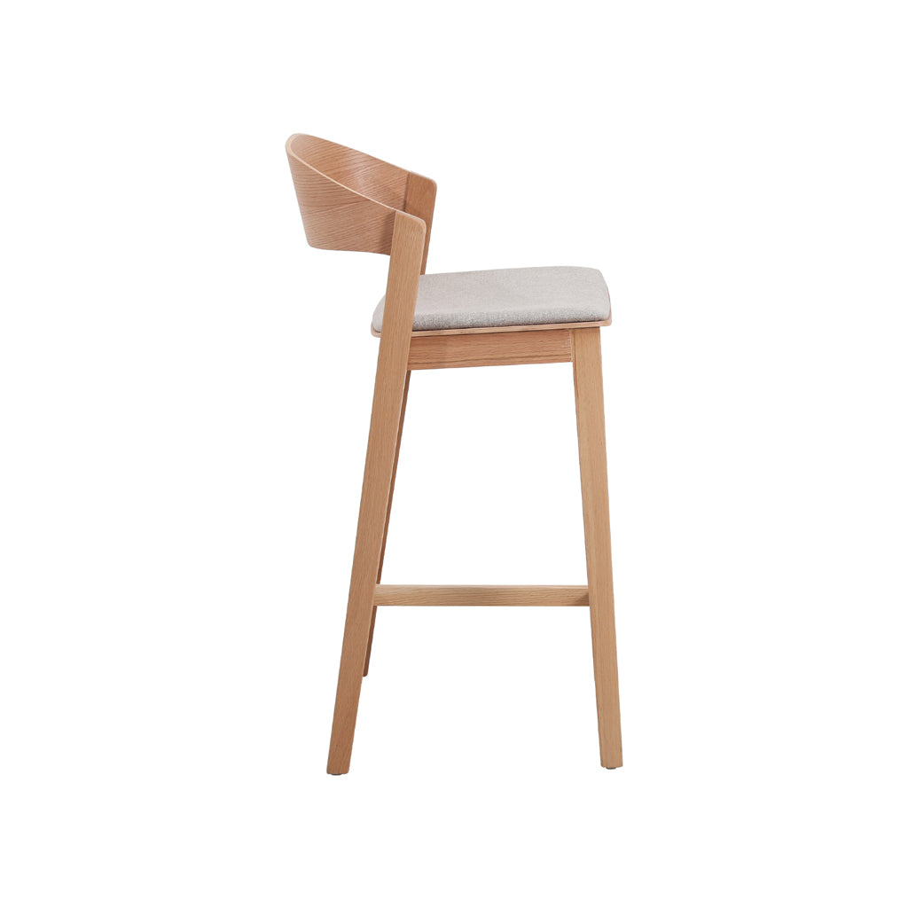 Natural Amalfi Bar Stool - Grey Seat