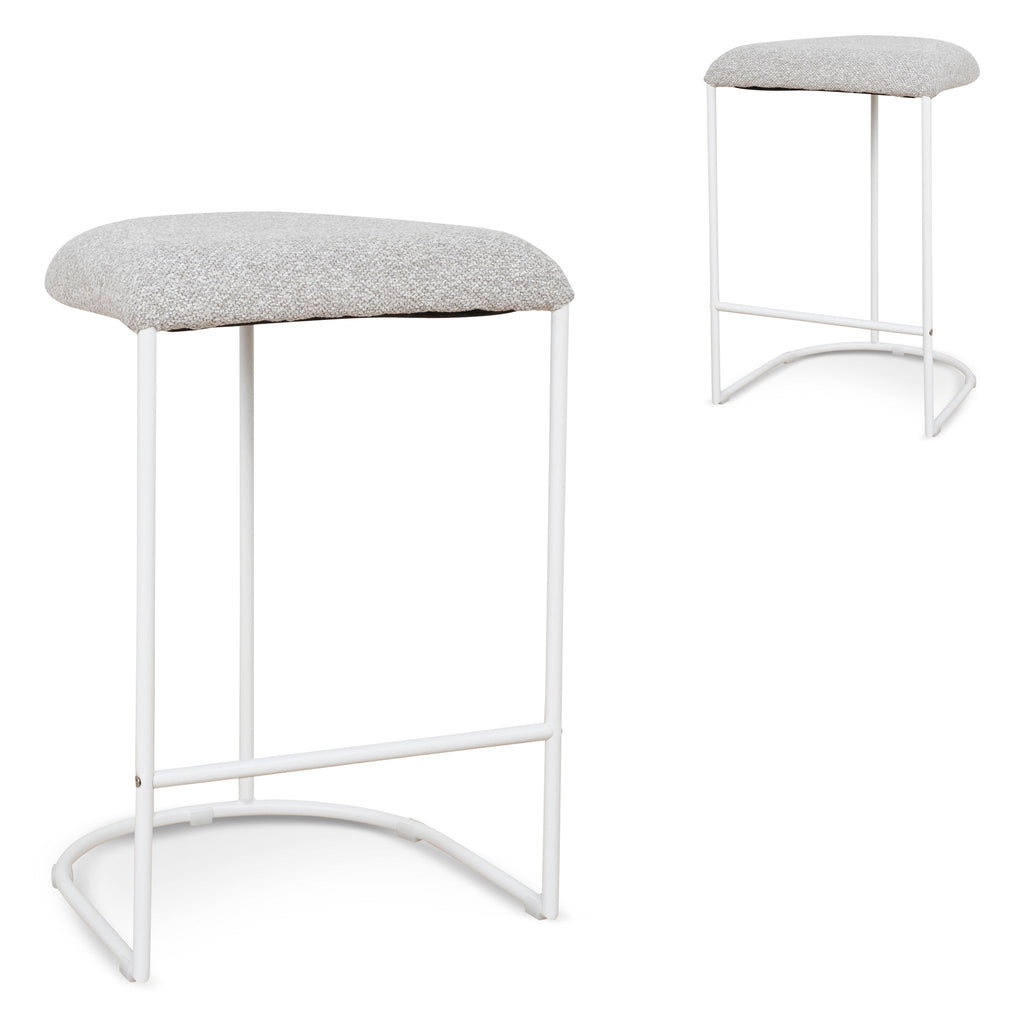 65cm White Amalfi Bar Stool - Clay Grey (Set of 2)