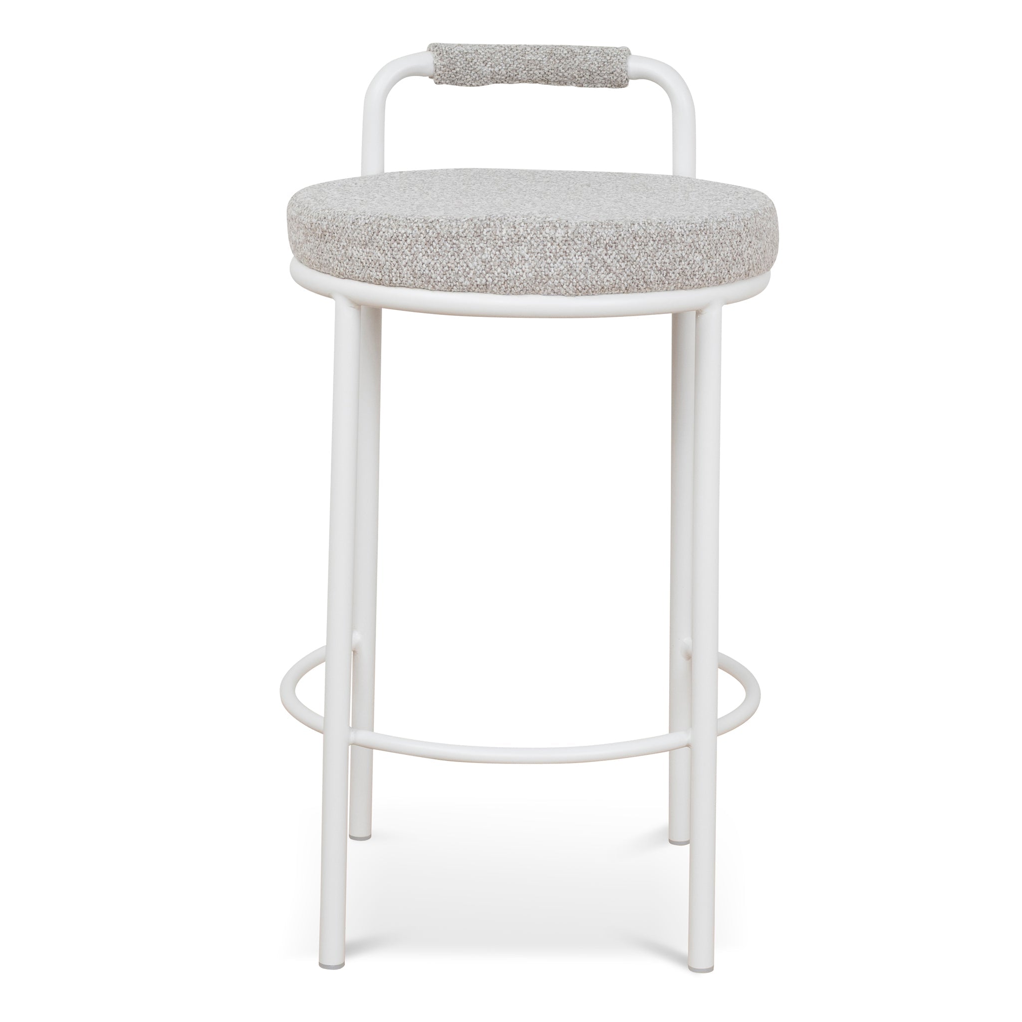 65cm White Amalfi Bar Stool - Clay Grey (Set of 2)