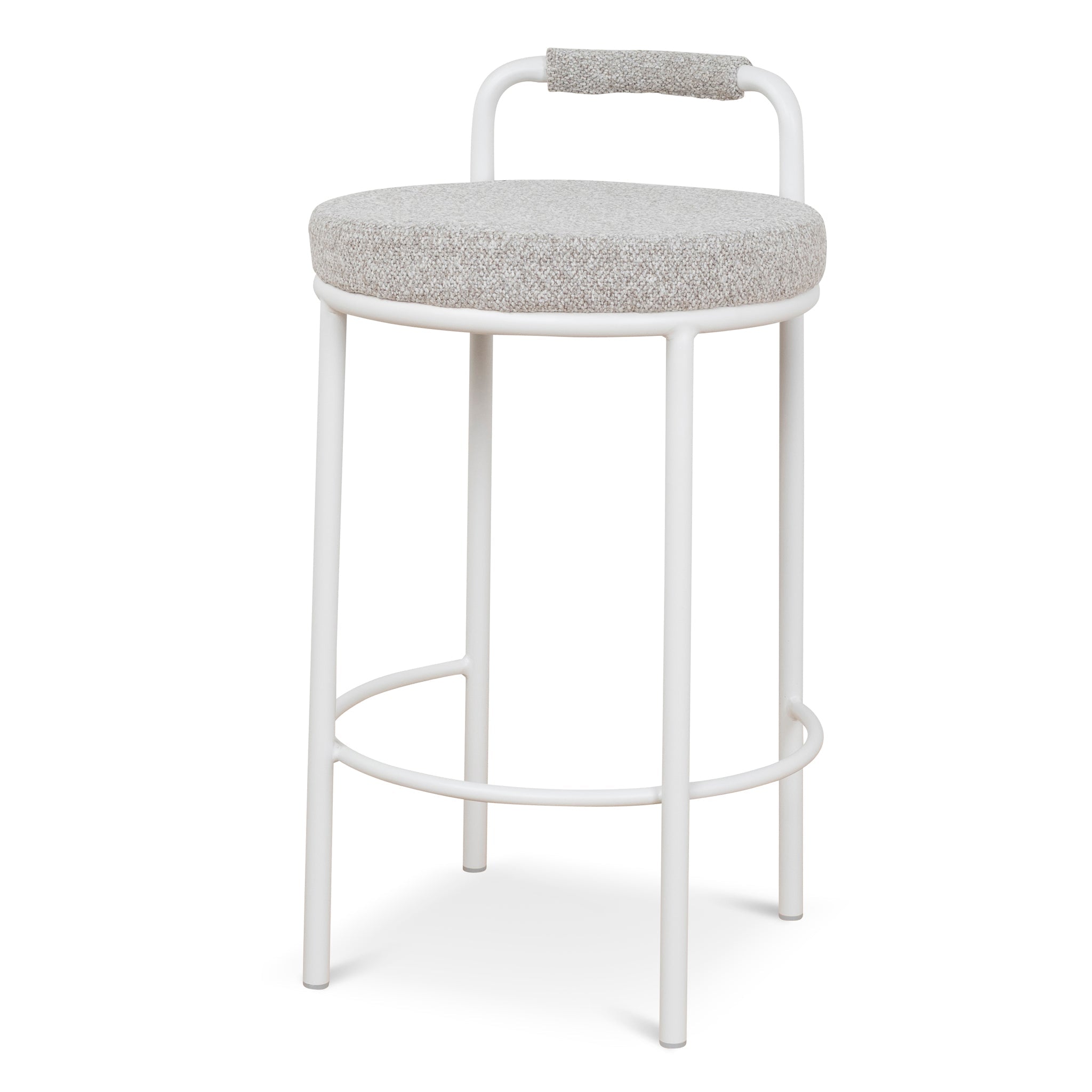 65cm White Amalfi Bar Stool - Clay Grey (Set of 2)