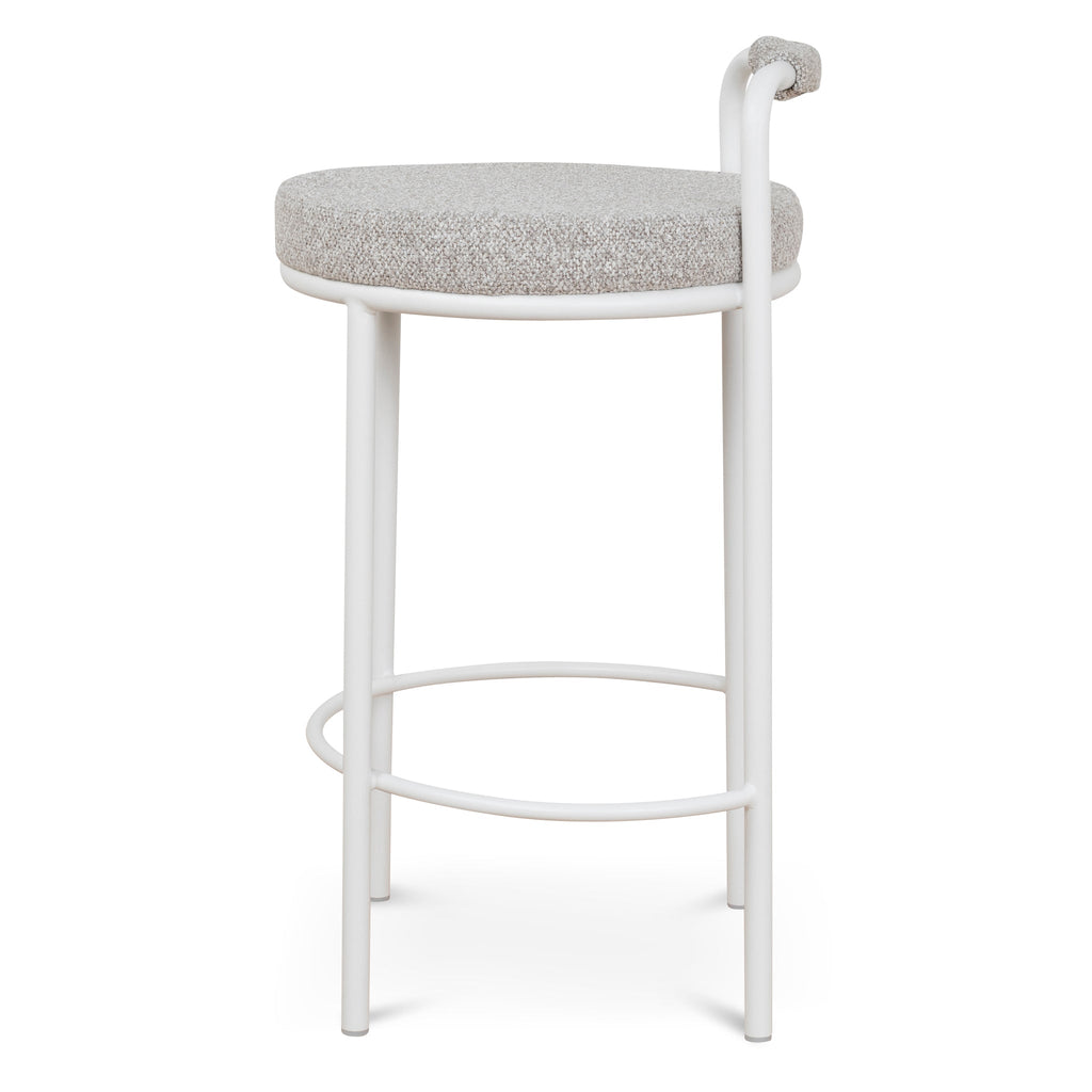 65cm White Amalfi Bar Stool - Clay Grey (Set of 2)
