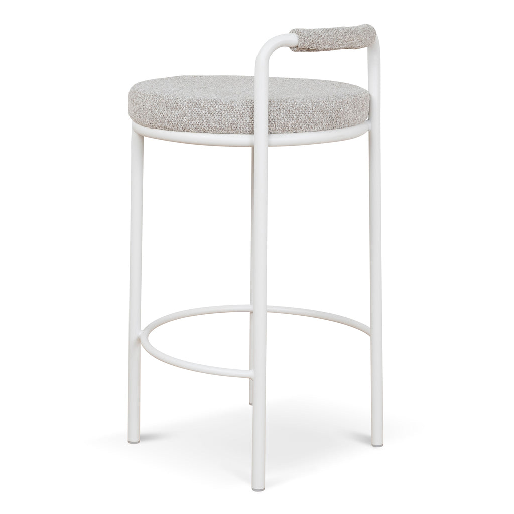 65cm White Amalfi Bar Stool - Clay Grey (Set of 2)
