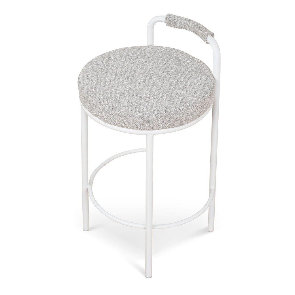 65cm White Amalfi Bar Stool - Clay Grey (Set of 2)