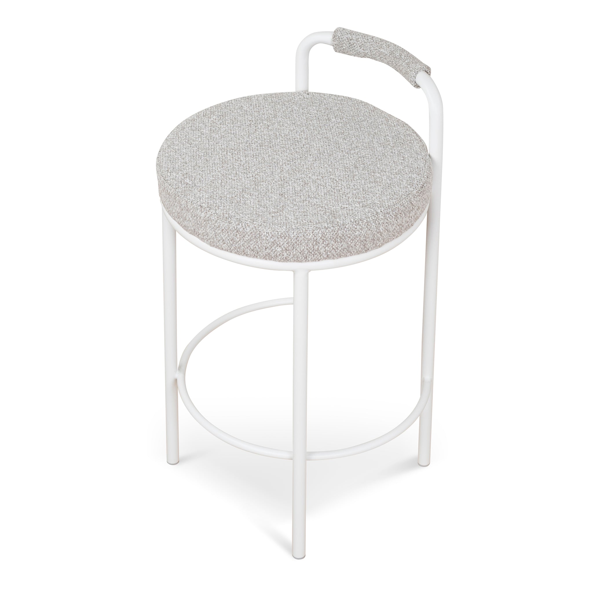 65cm White Amalfi Bar Stool - Clay Grey (Set of 2)