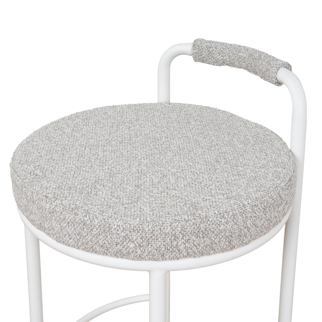 65cm White Amalfi Bar Stool - Clay Grey (Set of 2)