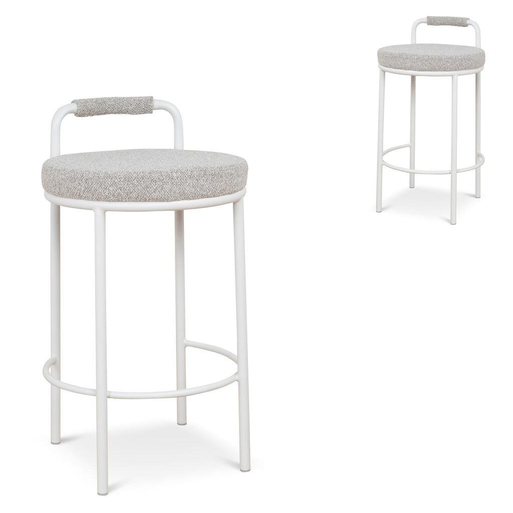 65cm White Amalfi Bar Stool - Clay Grey (Set of 2)
