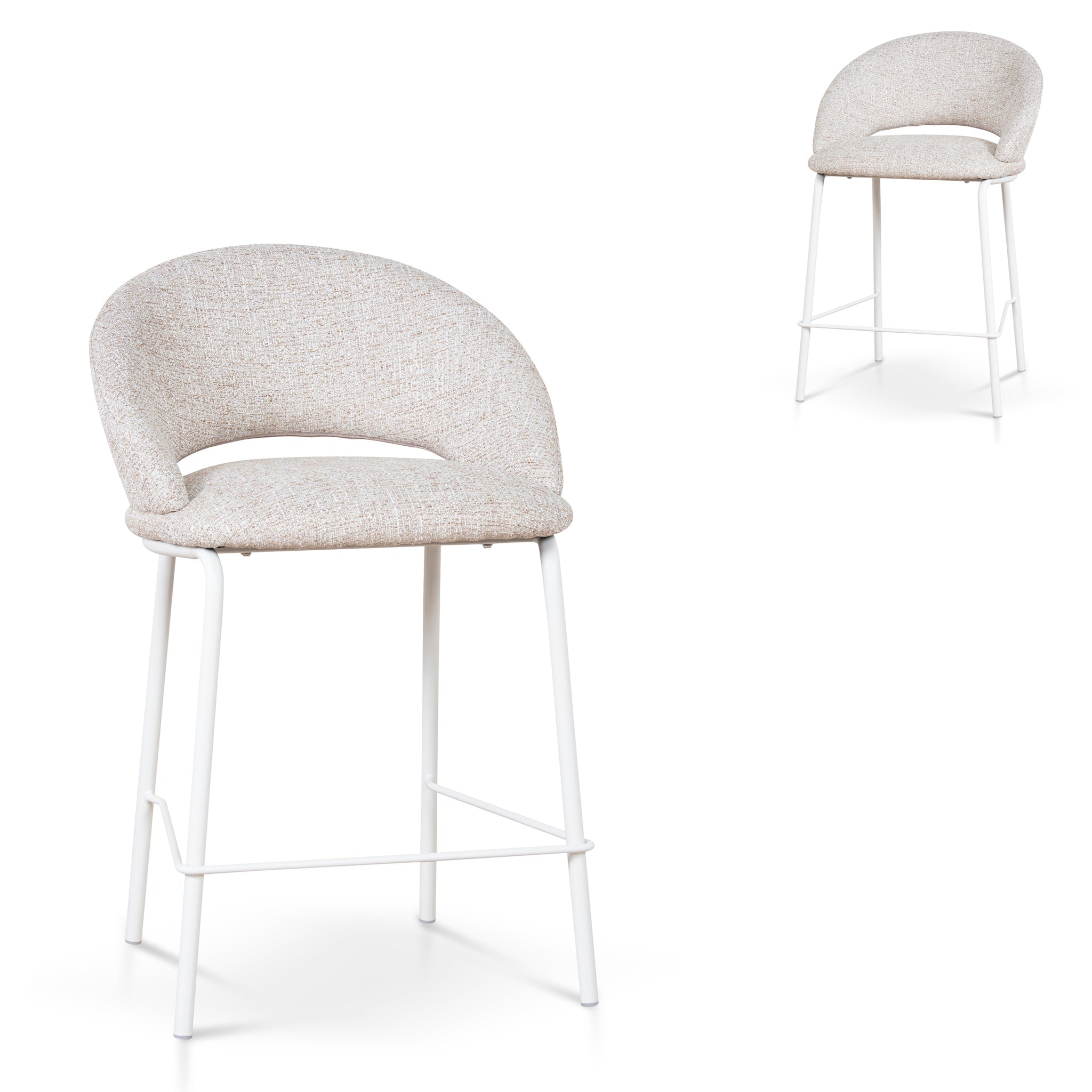 White Amalfi Bar Stool - Pale Beige (Set of 2)