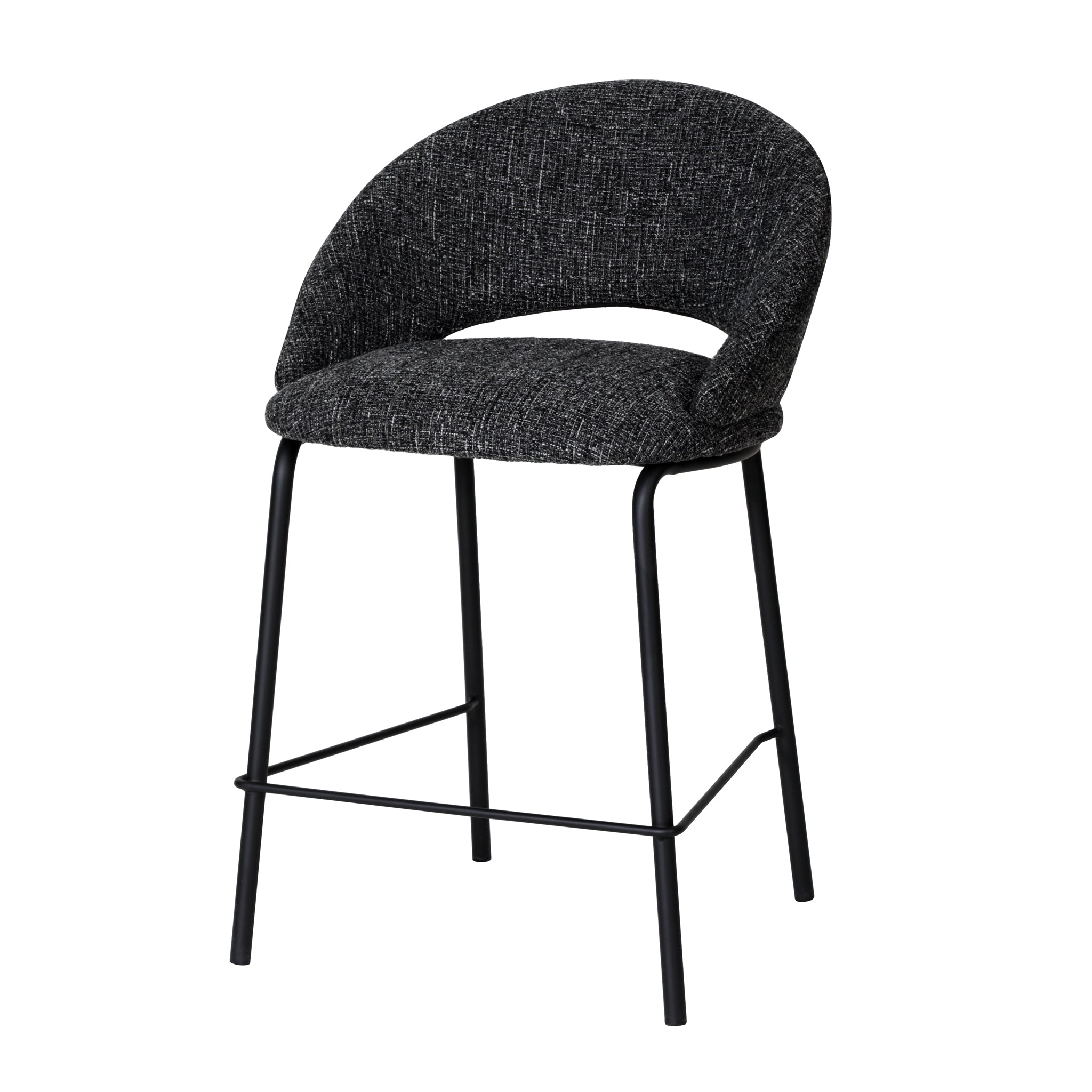 Black Amalfi Bar Stool - Field Charcoal (Set of 2)