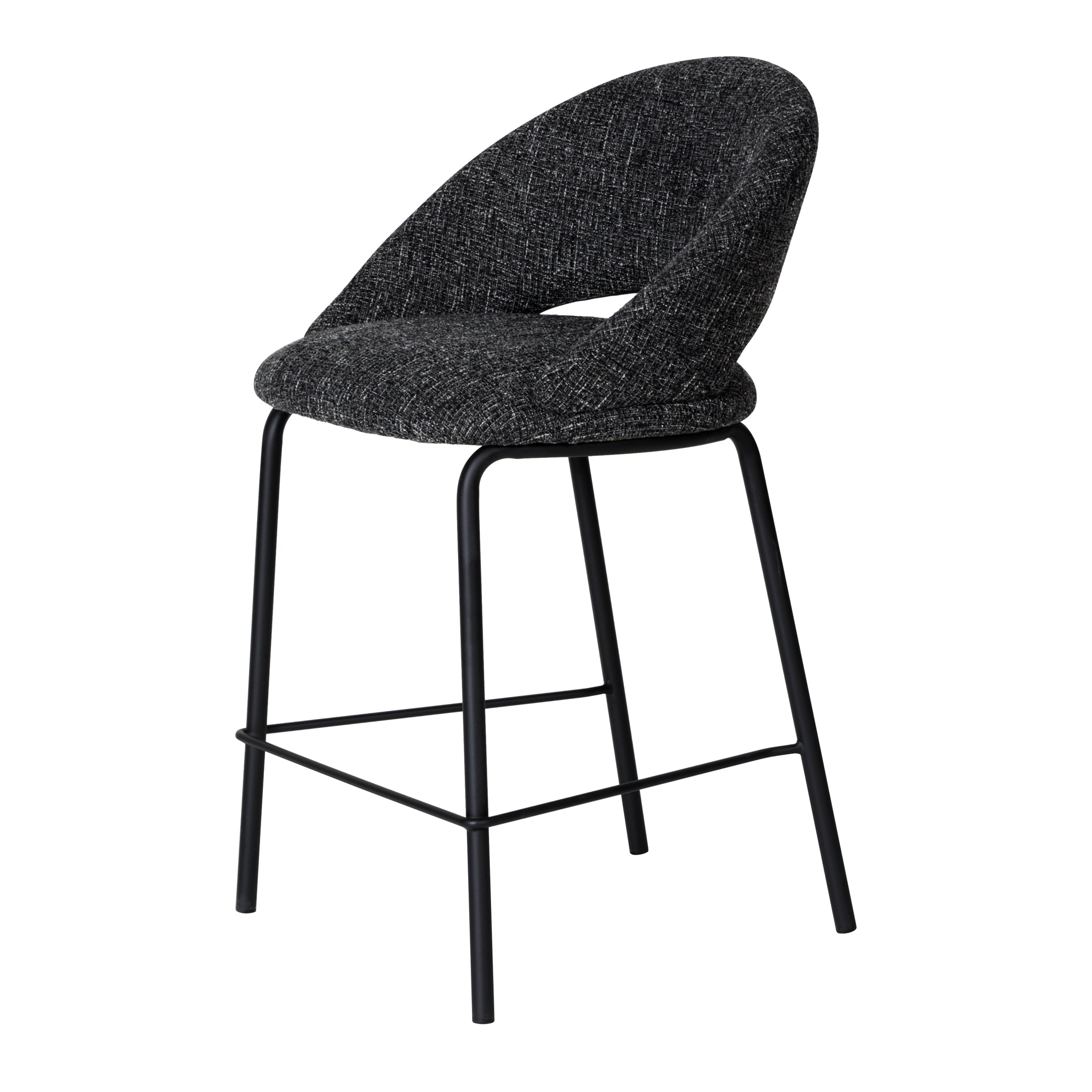 Black Amalfi Bar Stool - Field Charcoal (Set of 2)