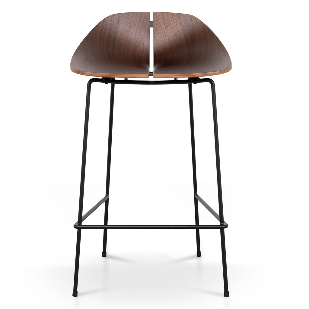 65cm Matte Black Amalfi Bar Stool - Walnut