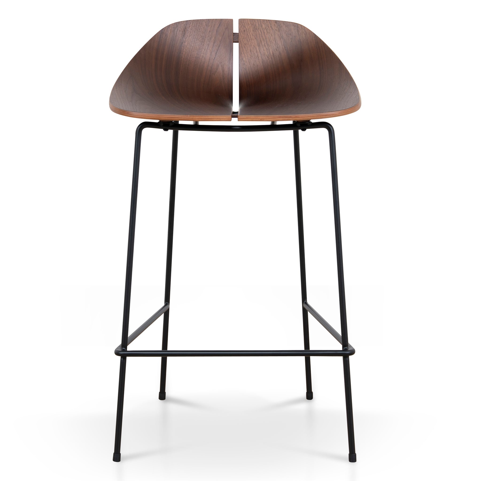 65cm Matte Black Amalfi Bar Stool - Walnut
