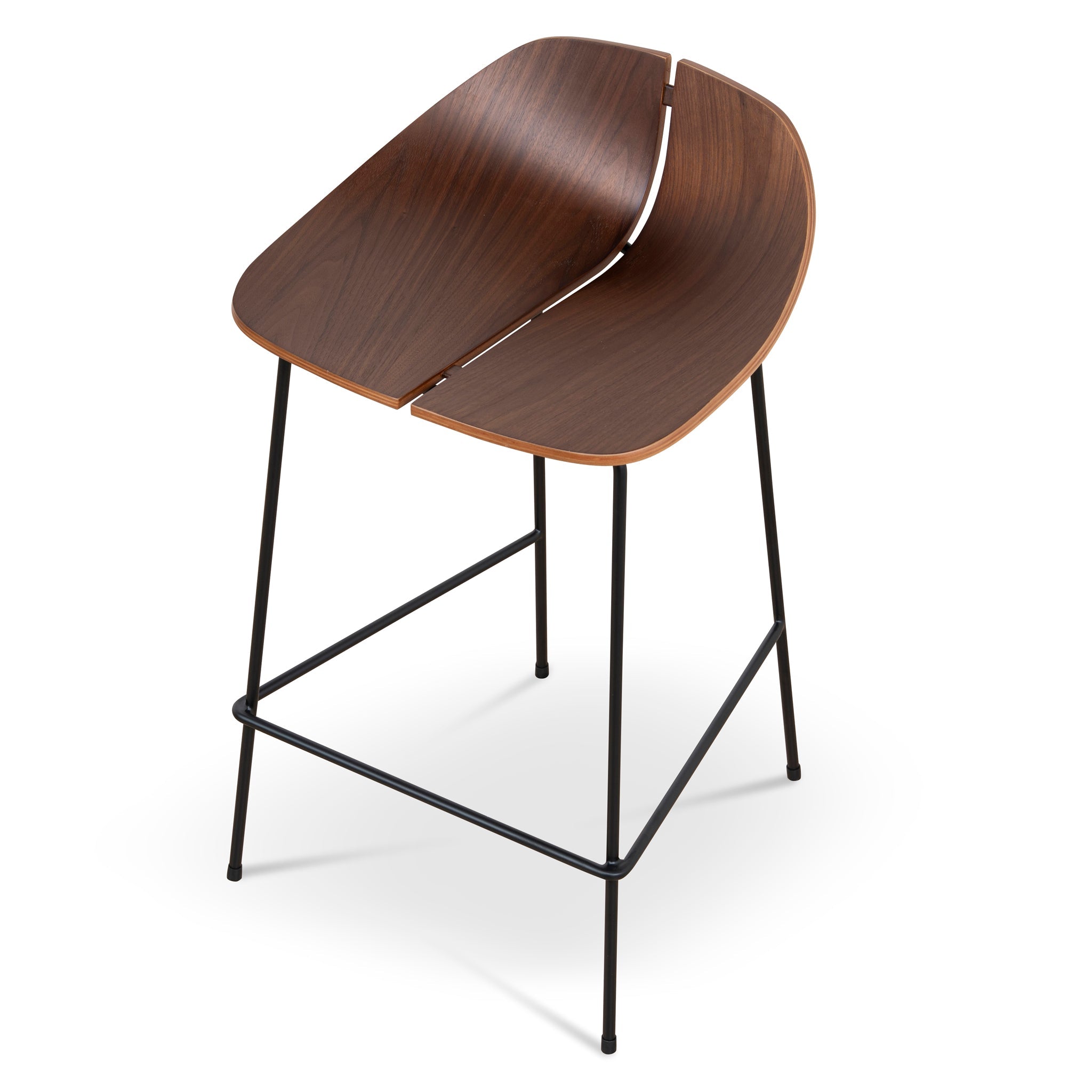 65cm Matte Black Amalfi Bar Stool - Walnut
