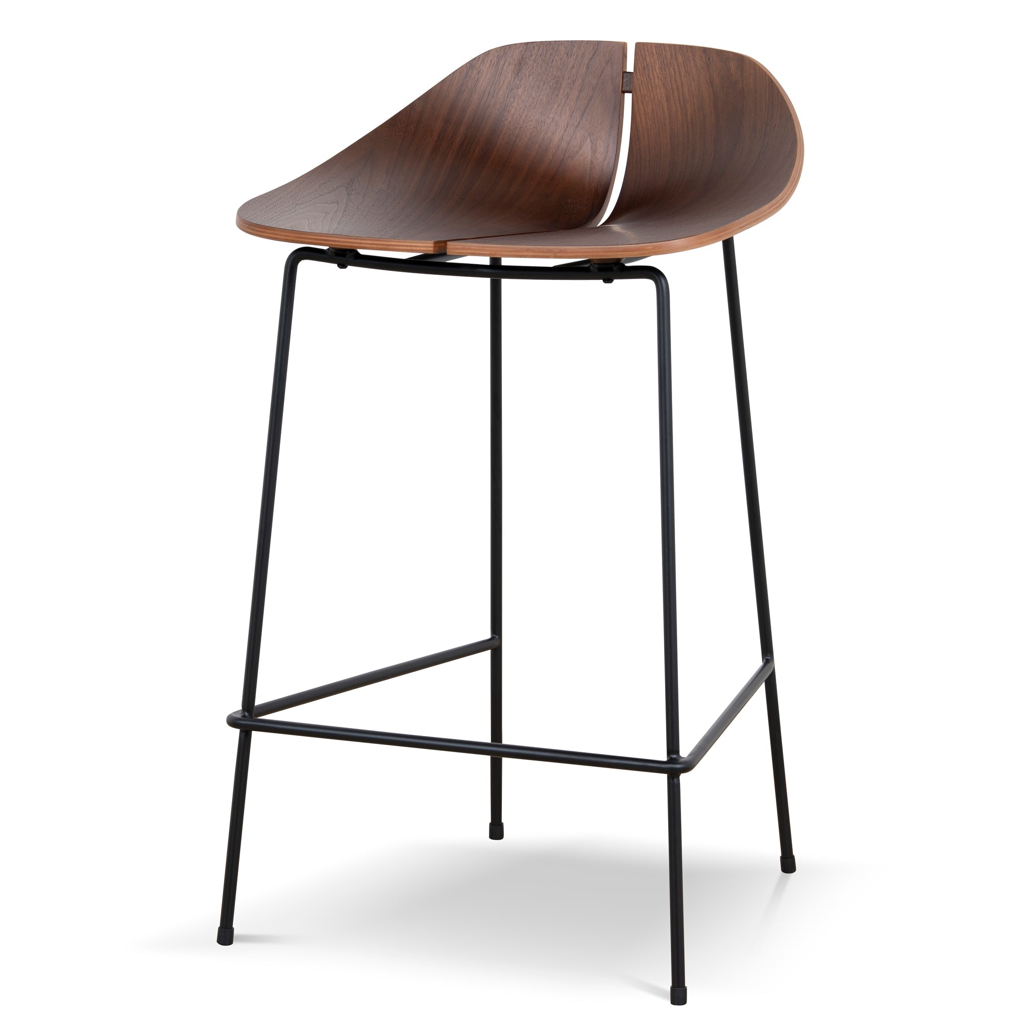 65cm Matte Black Amalfi Bar Stool - Walnut