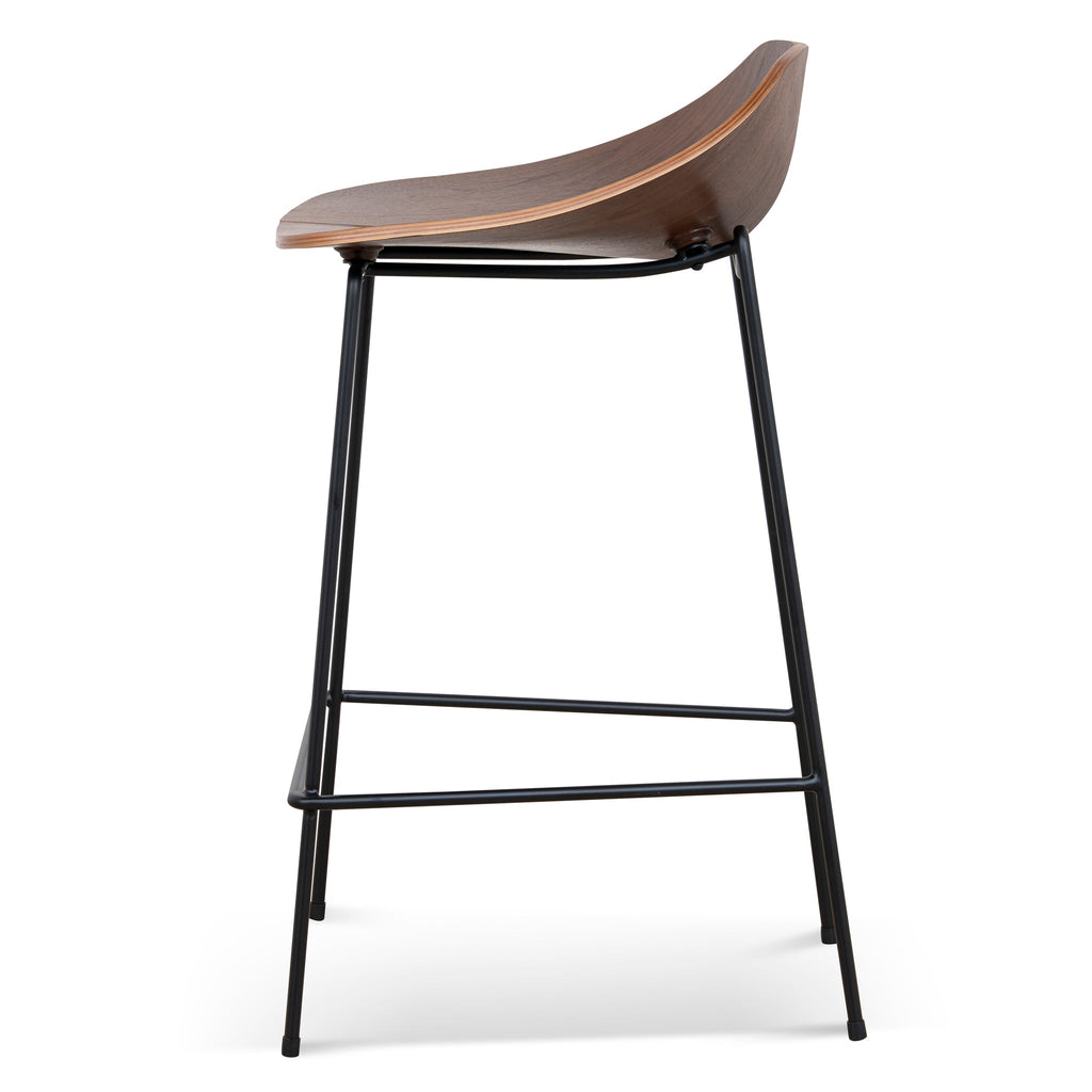 65cm Matte Black Amalfi Bar Stool - Walnut