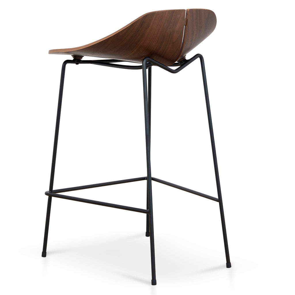 65cm Matte Black Amalfi Bar Stool - Walnut
